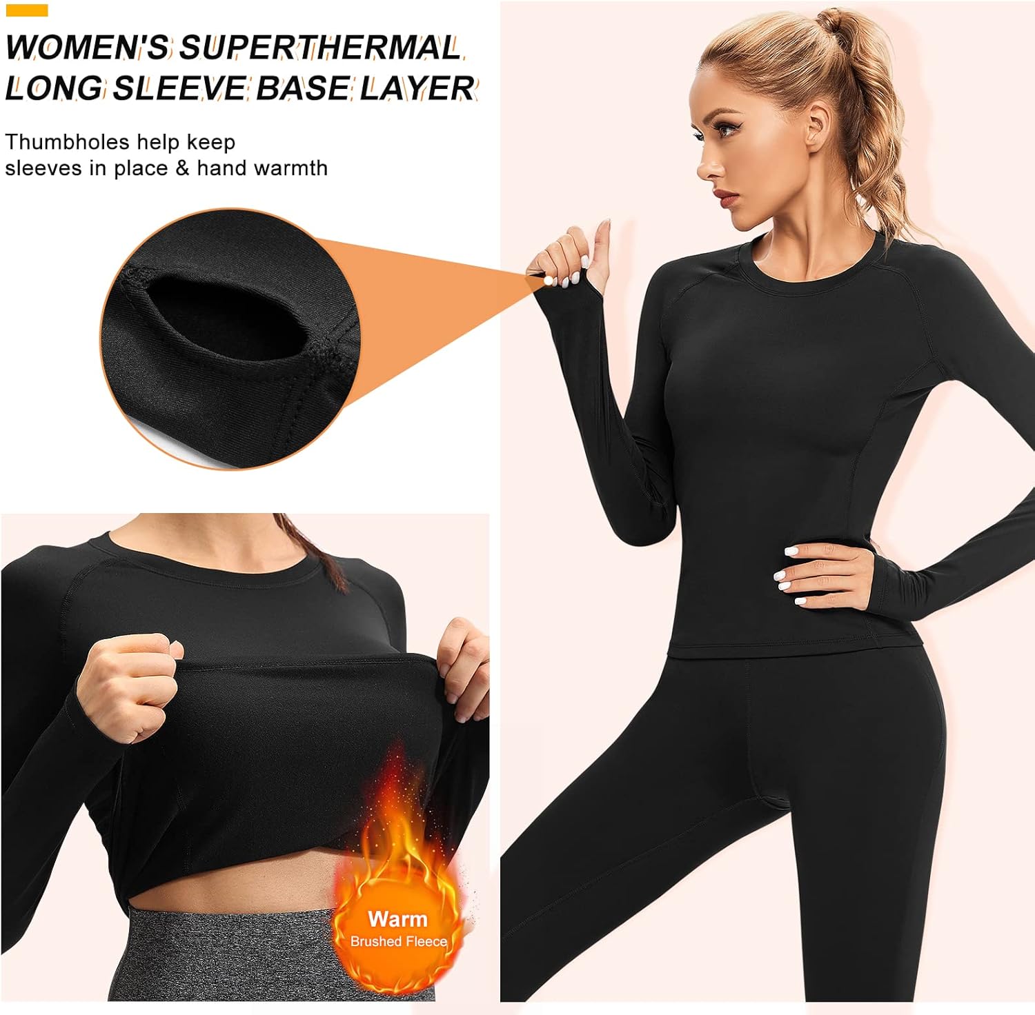 Warm Micro Fleece Thermal Base Layer Under shirt Women