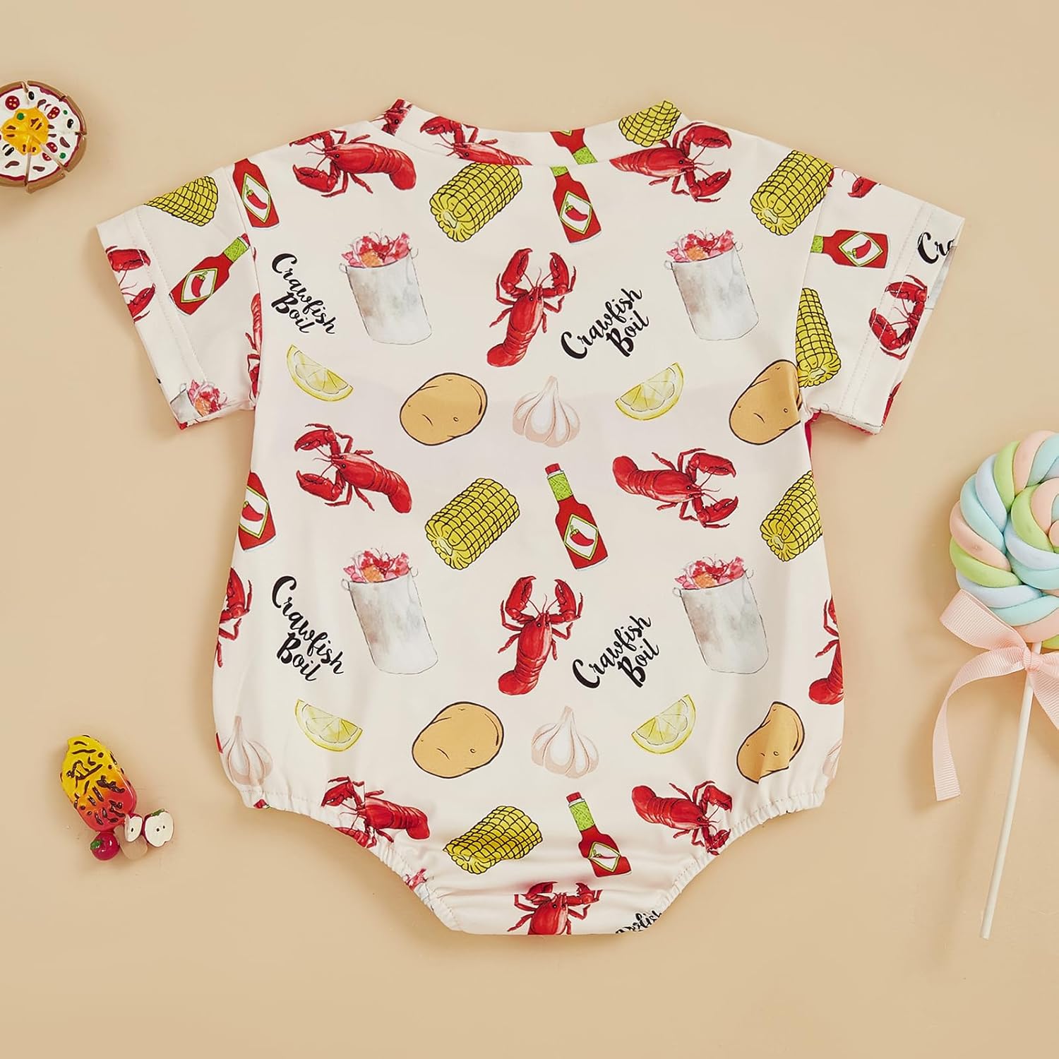 KMBANGI Crawfish Fiesta Romper Set for Babies 0-18months