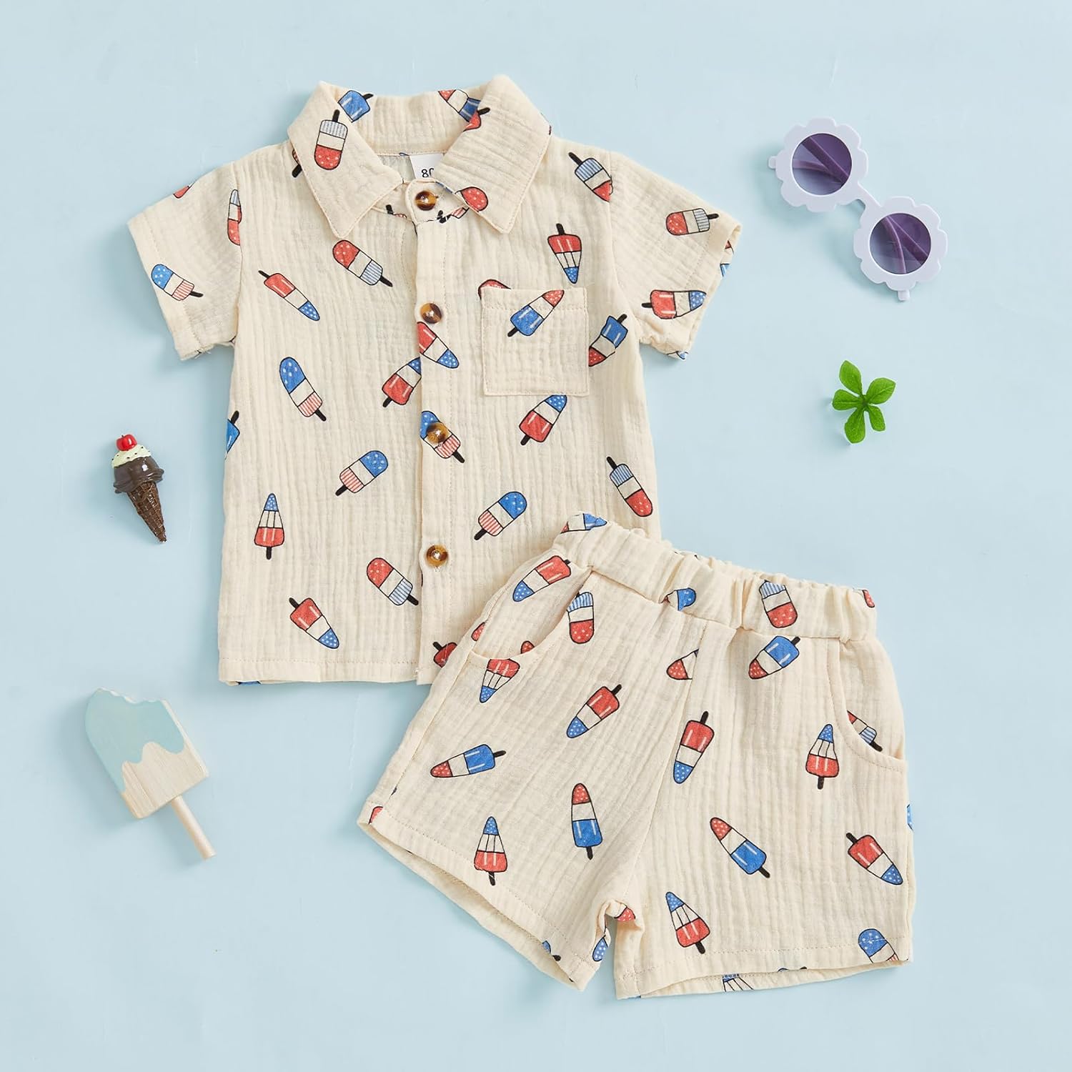 4th of July Baby Boy Popsicle Print Outfit