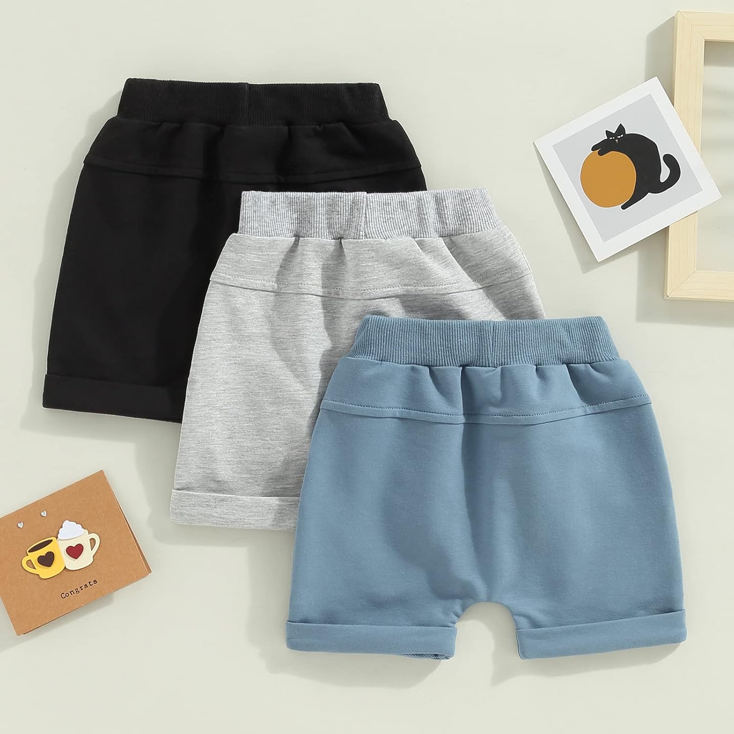 Yoawdats 3-Pack Baby Boys Jogger Shorts 1
