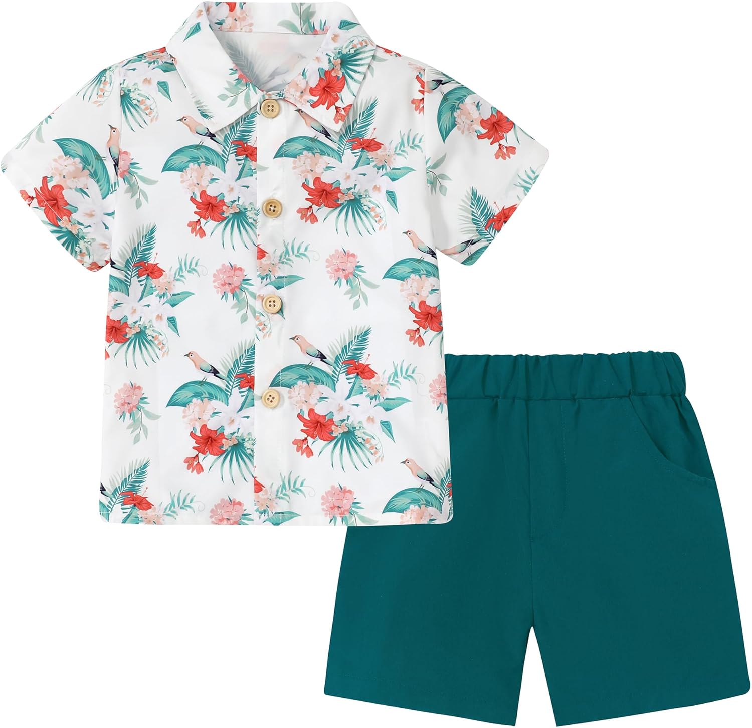 Flamingo Hawaiian Toddler Set - Cool Beachwear for Boys