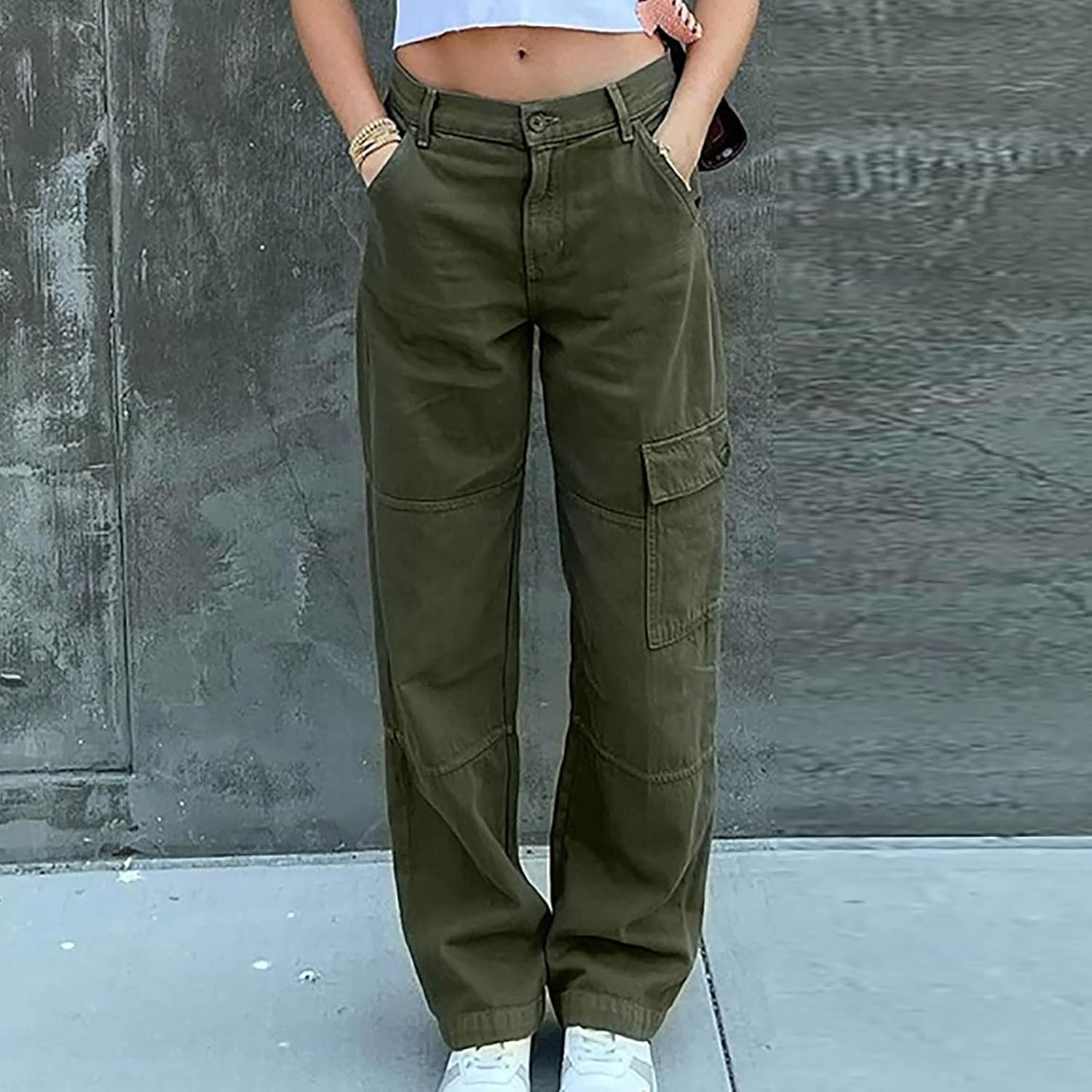 BZGTZT Harajuku Style Womens Wide-Leg Cargo Pants