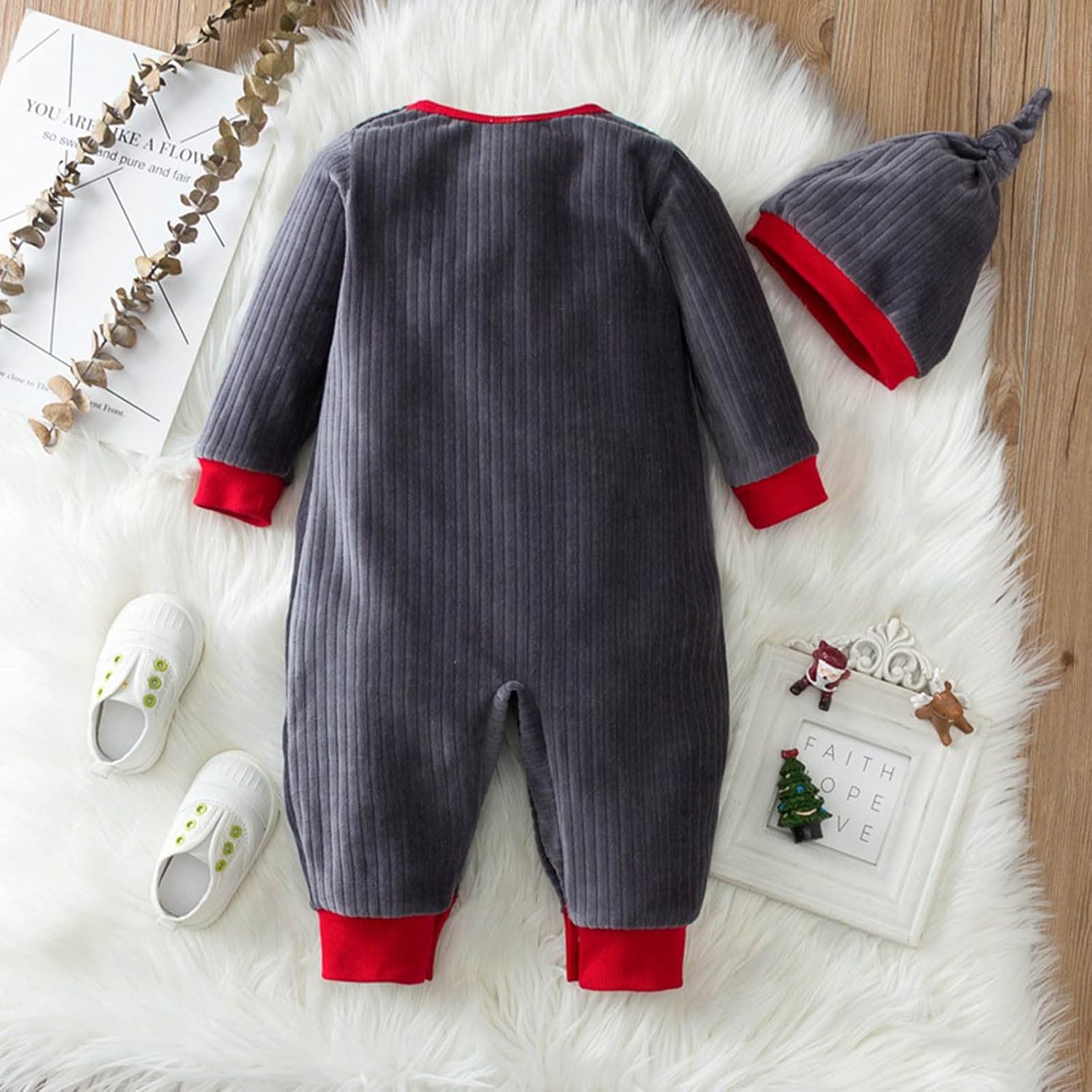 picture with a Christmas Santa and Romper for acq bids