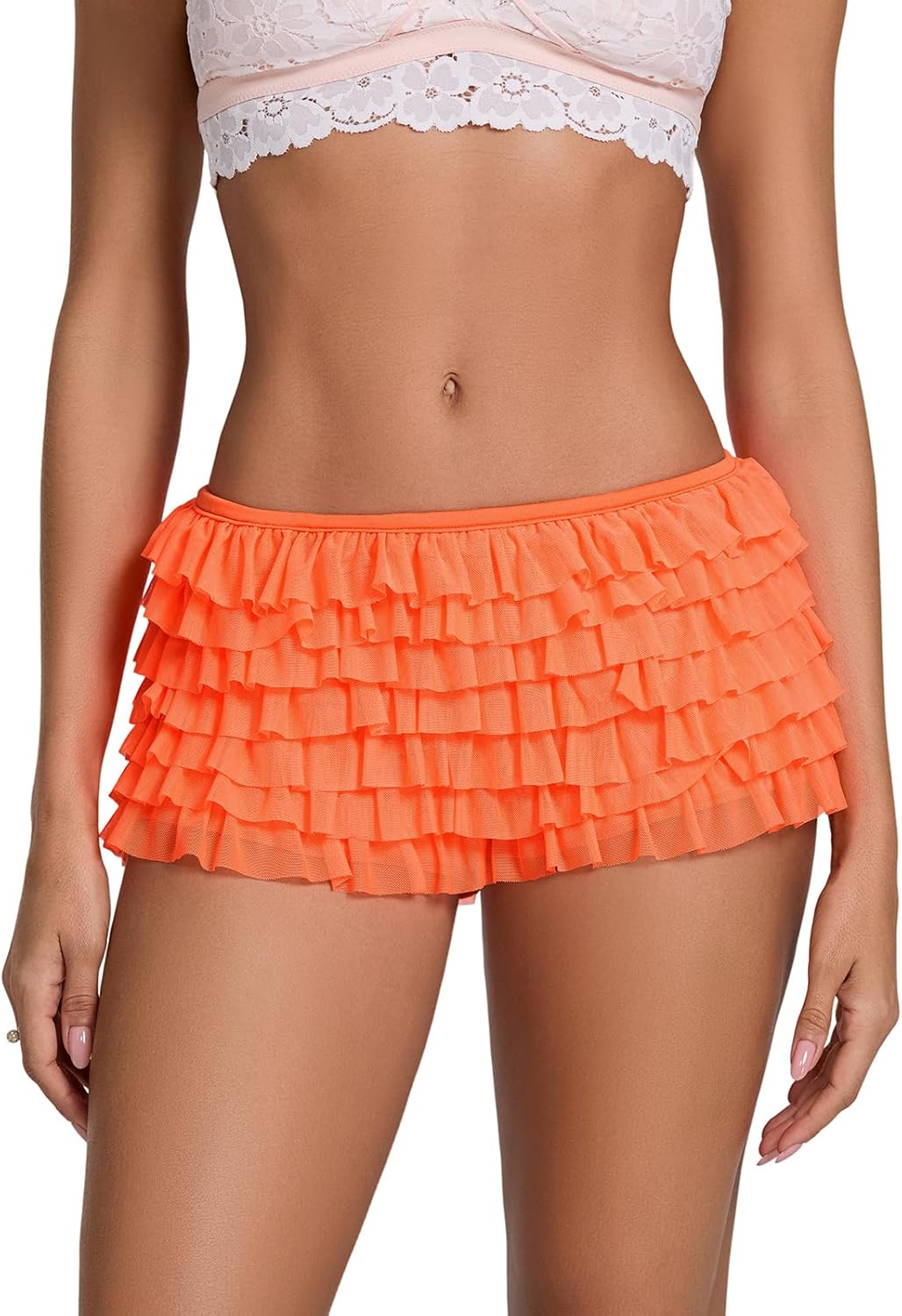 Flattering Ruffle Layered Shorts Women Y2K Lolita Style Soft Comfortable