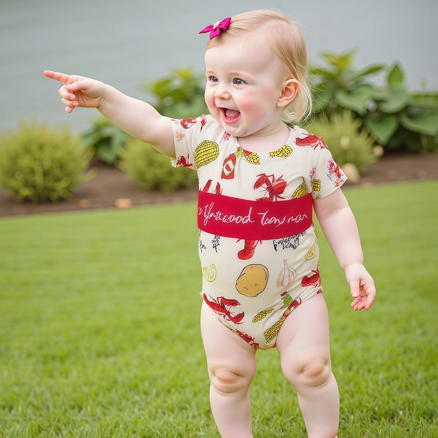KMBANGI Crawfish Fiesta Romper Set for Babies 0-18months