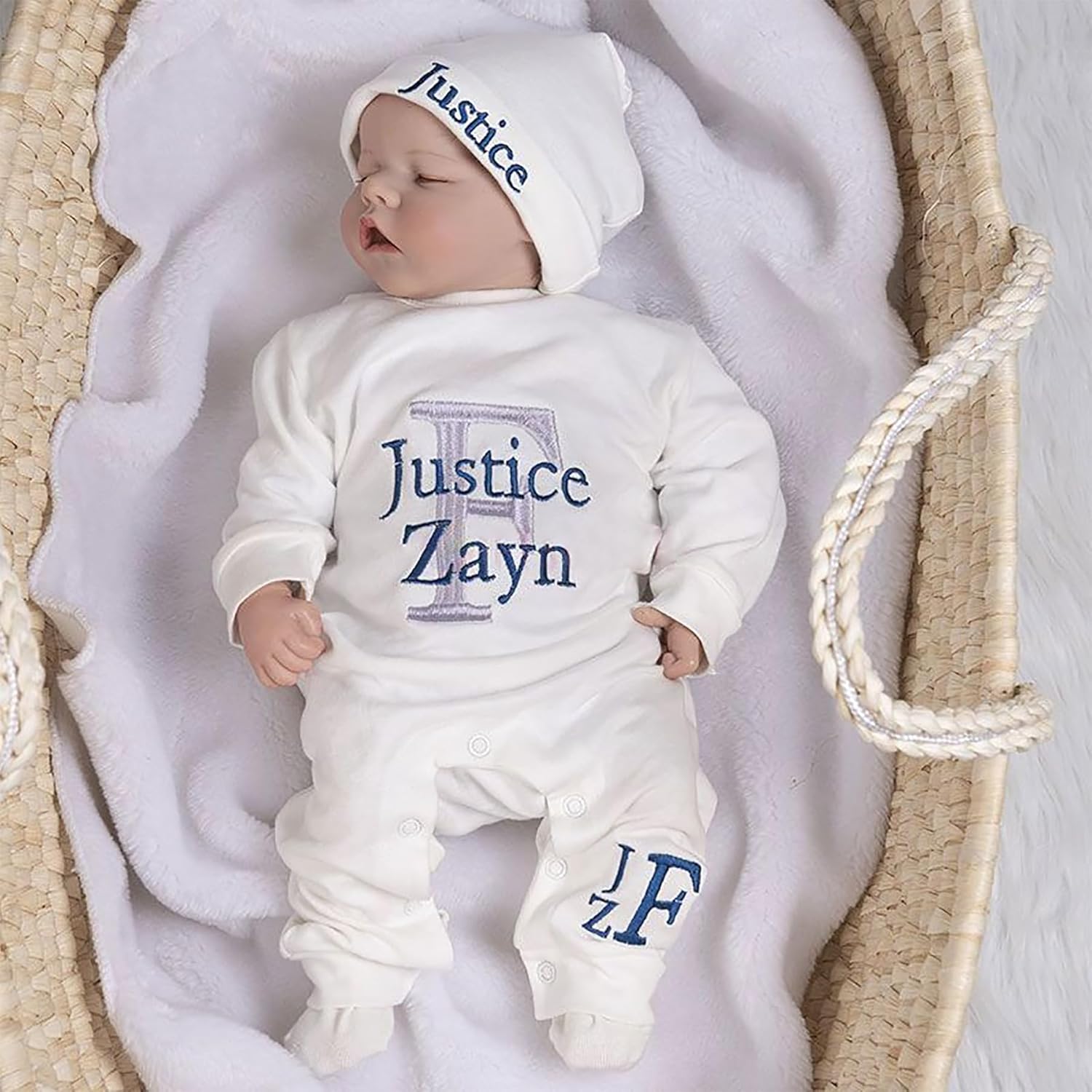 Personalized Baby Romper Gown with Embroidery for Newborns