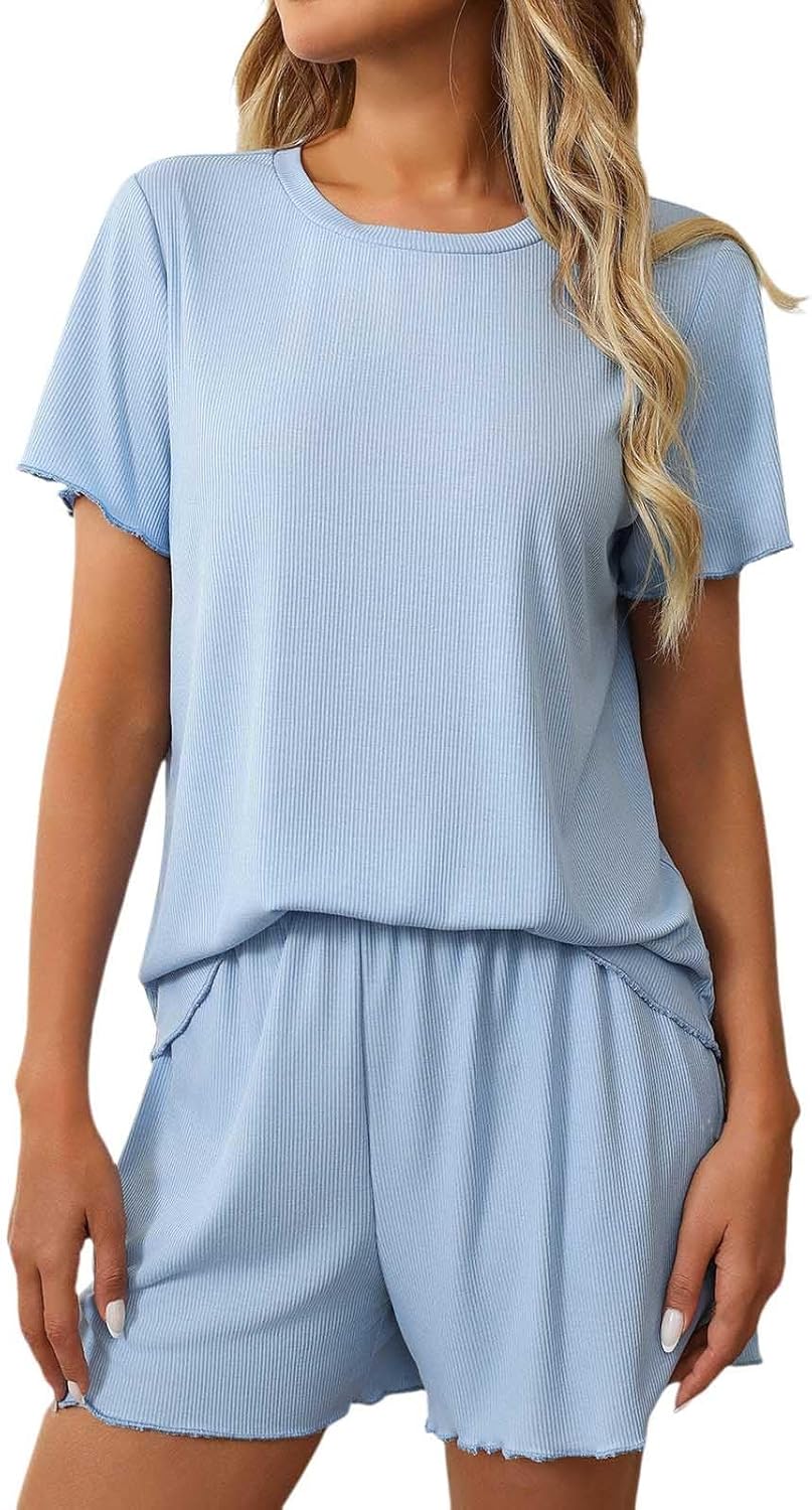 Sfascumop - Womens Lounge Pajama Set - Lightweight Sleepwear for Summer