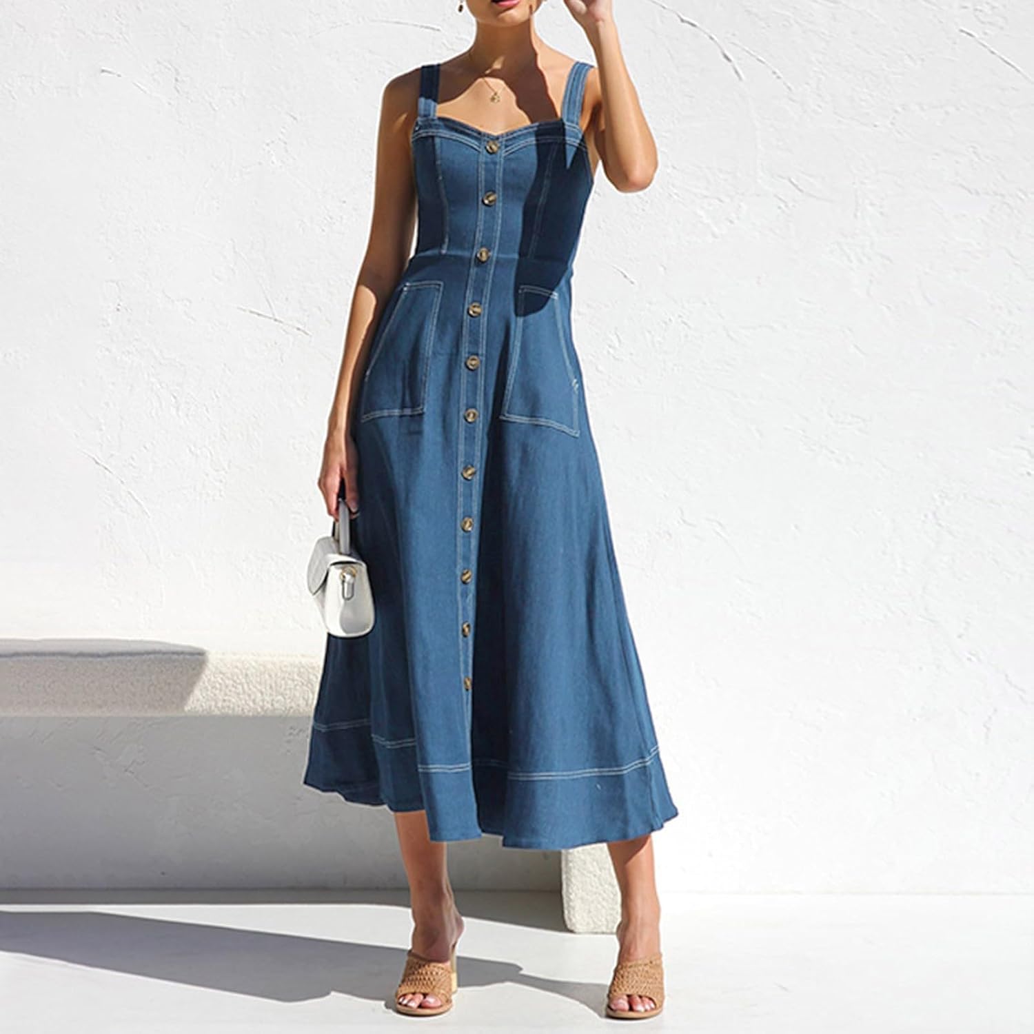 Sexy Bodycon Denim Dress for Women 2025 White