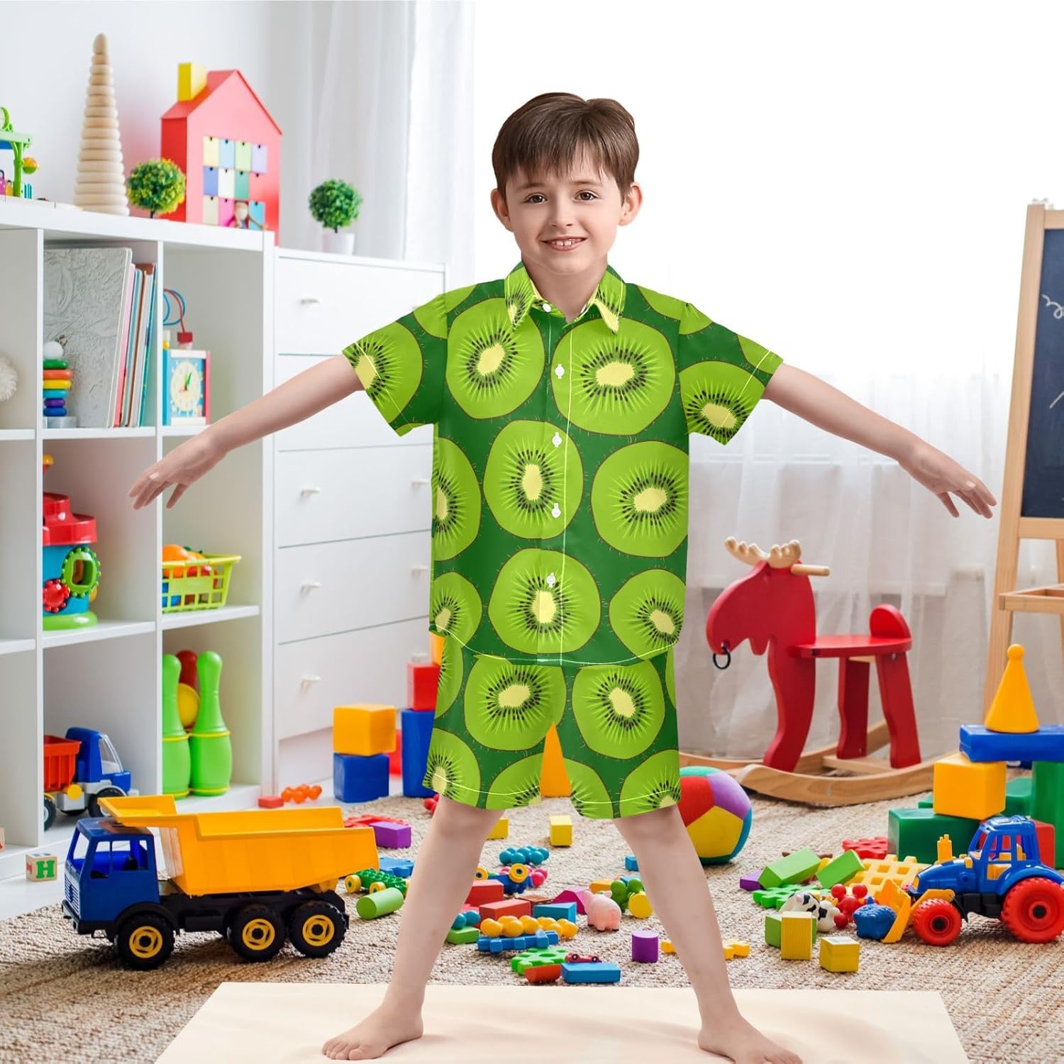 Visesunny Toddler Boys Short Sleeve Button Down Beach T-Shirt Set