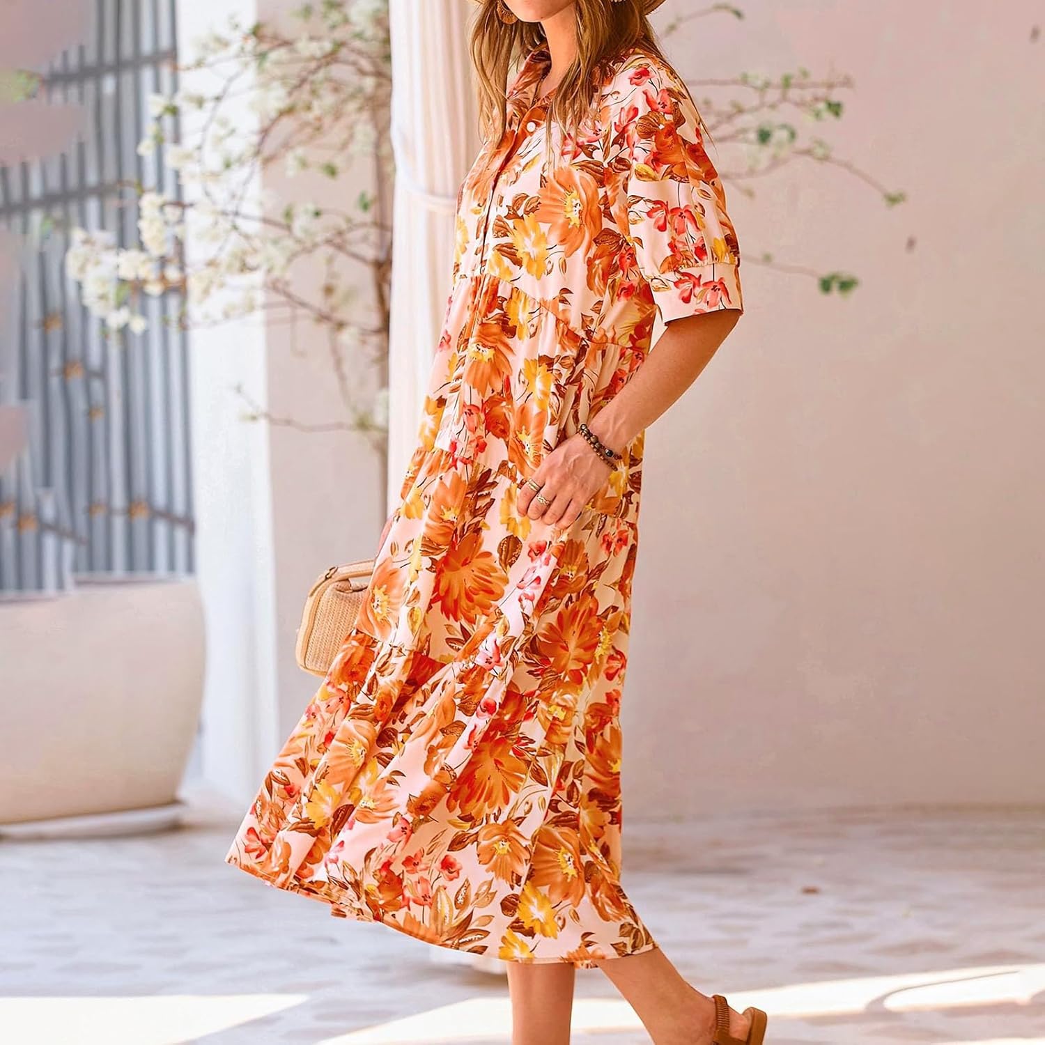 Ruffle Long Floral Dresses for Women 2025 Spring Summer Wedding Dress