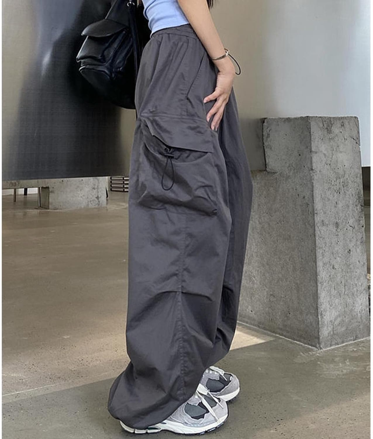 Womens Cargo Pants with High-Waisted Baggy Fit