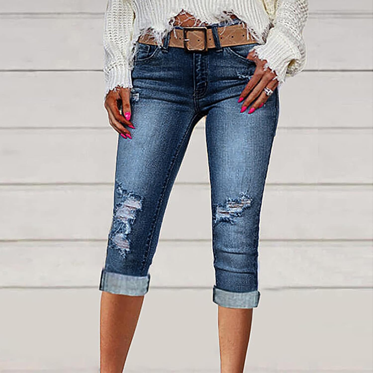 Sfascumop Capri Jeans For Women