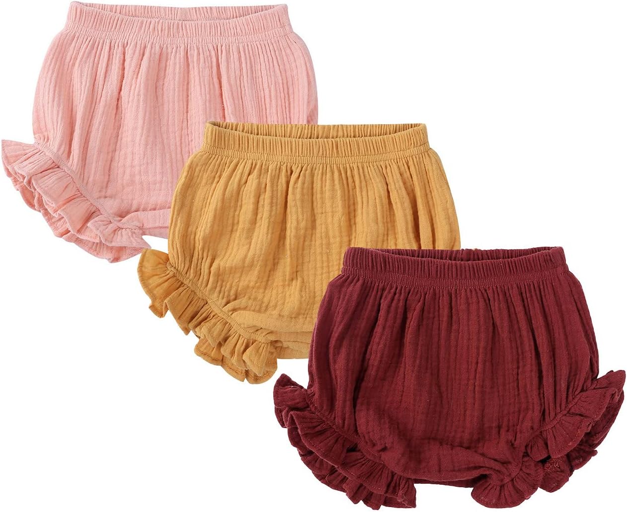 RUKOSU - Soft Ruffle-Down Cotton Linen Bloomers for Babies Essentials