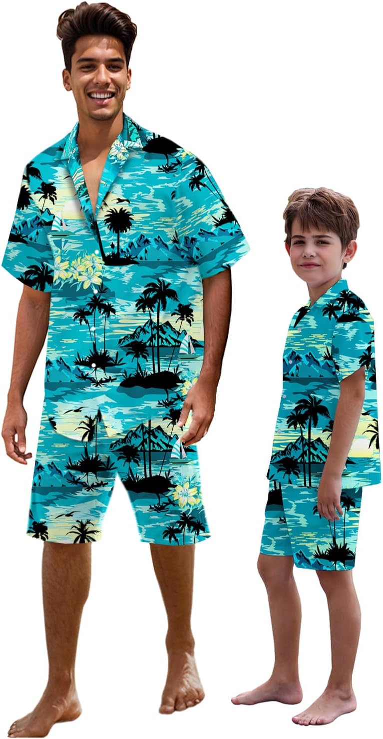 SANGTREE Boys Men Formal Hawaiian Outfit 4X-Large Set