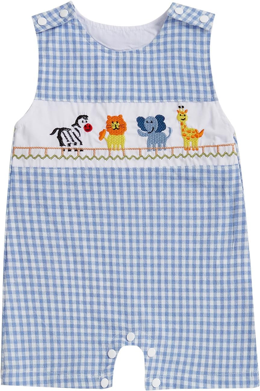 Karuedoo Newborn Baby Boy Summer Plaid Romper Jumpsuit