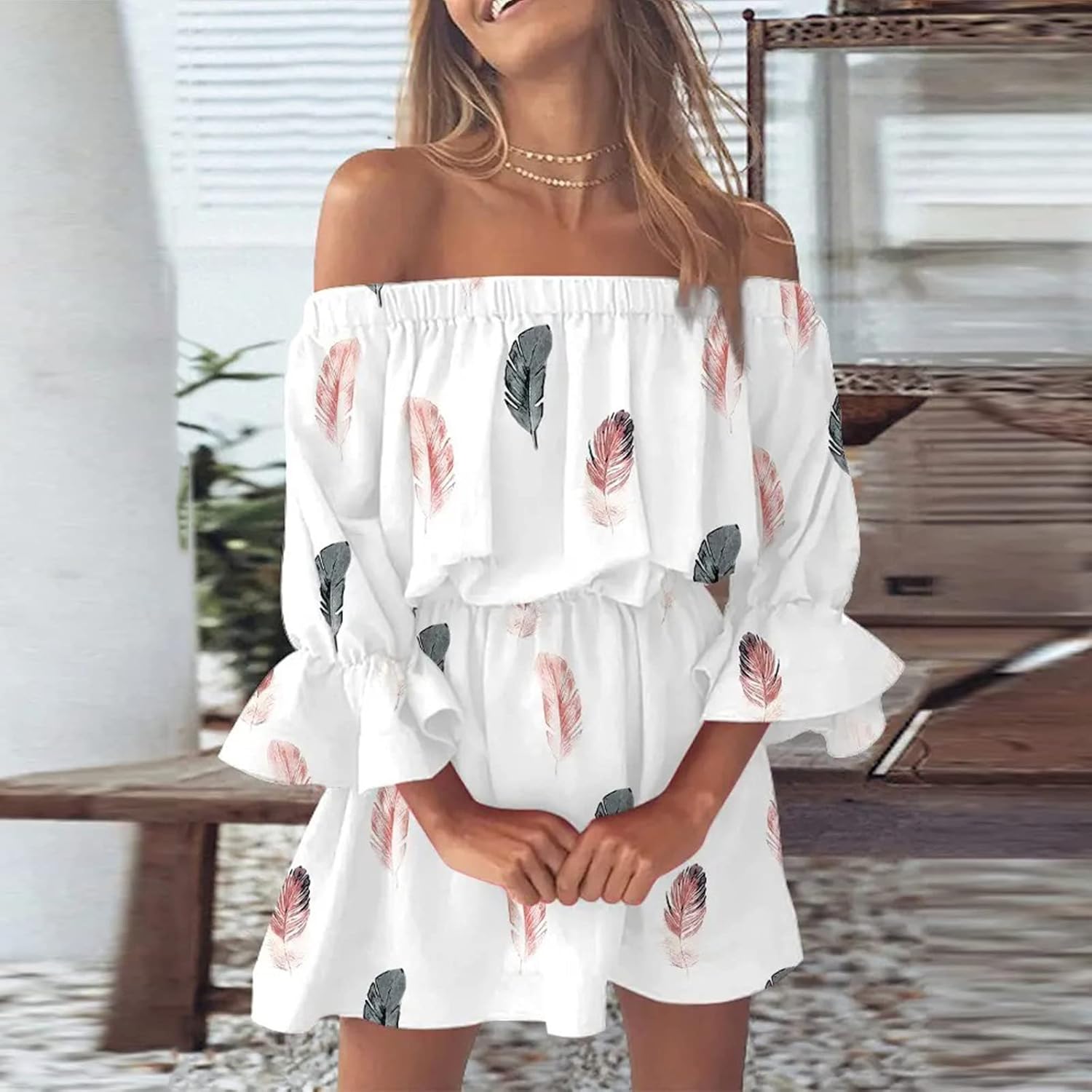 Vibrant and Bohemian Womens Summer Casual Dress - Perfect for Beach and Beyond