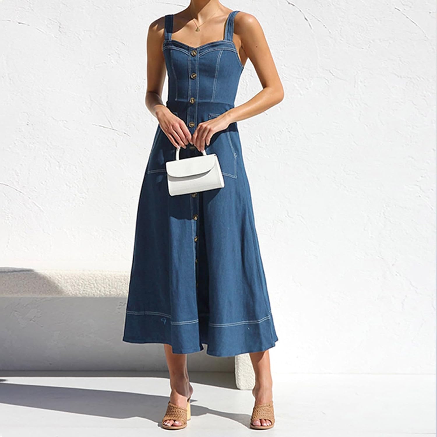 Sexy Bodycon Denim Dress for Women 2025 White