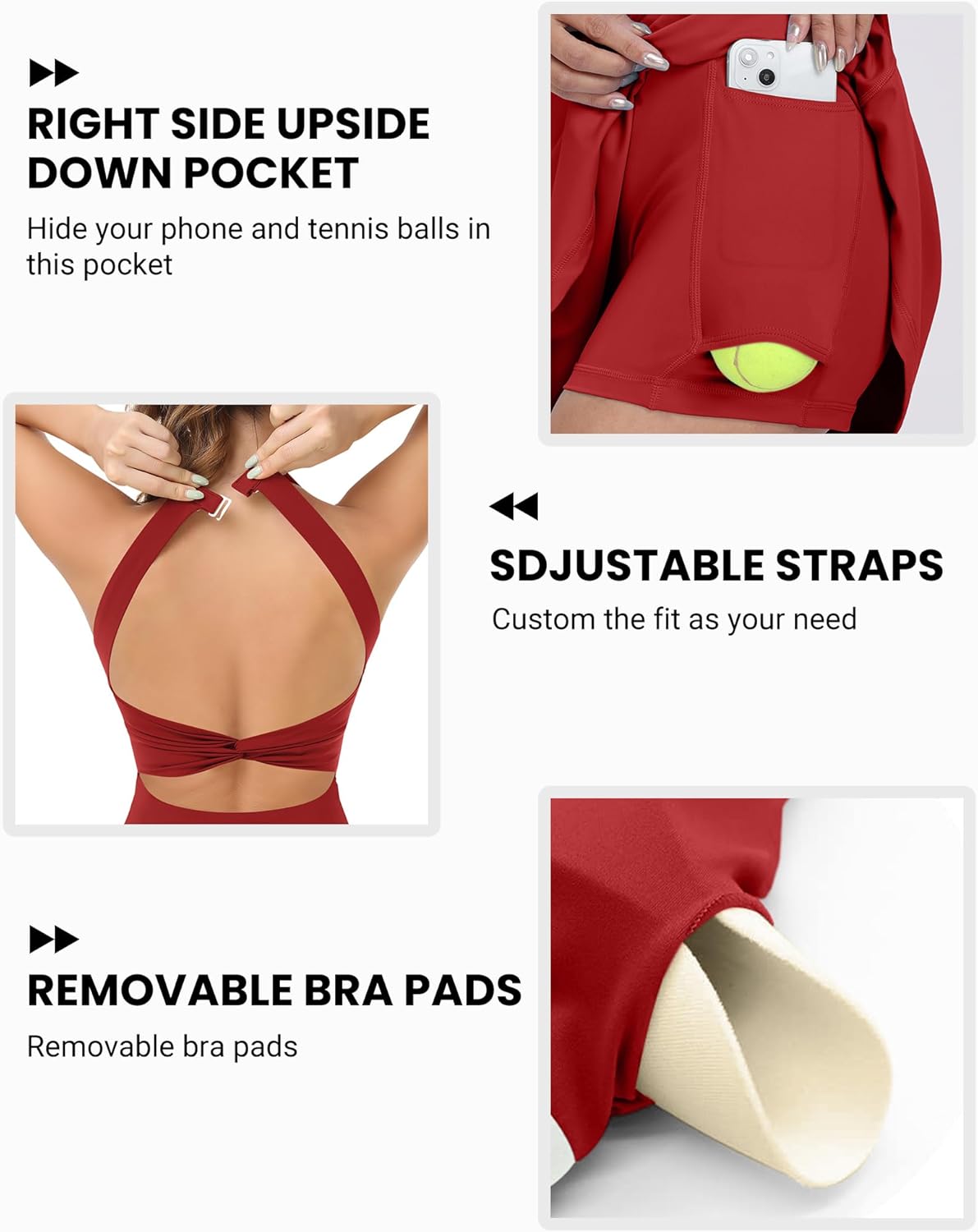 Womens Sporty Tennis Dress with Built-in Shorts