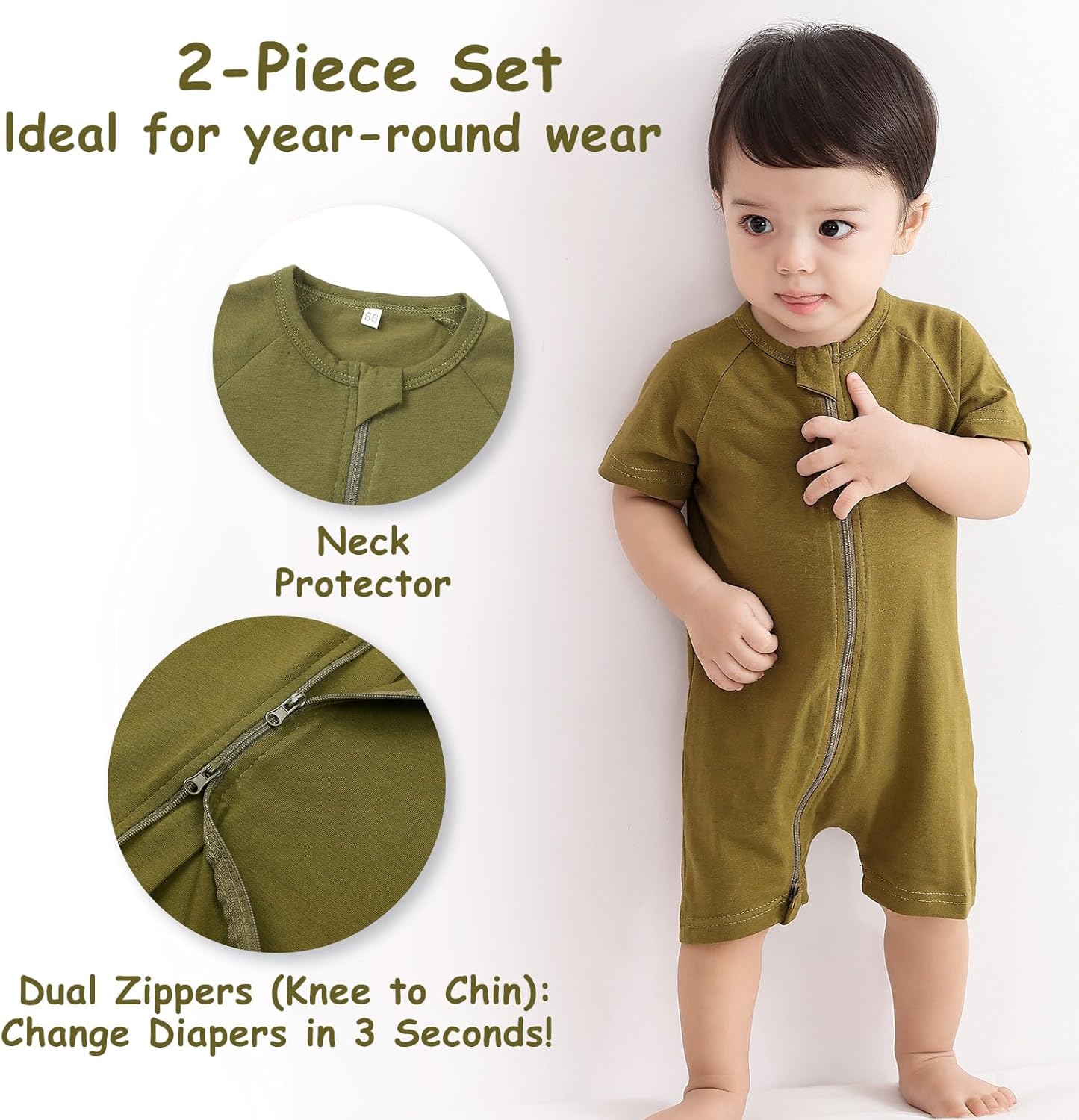 BeVSlley 2-Piece Baby Romper Set for Boys and Girls