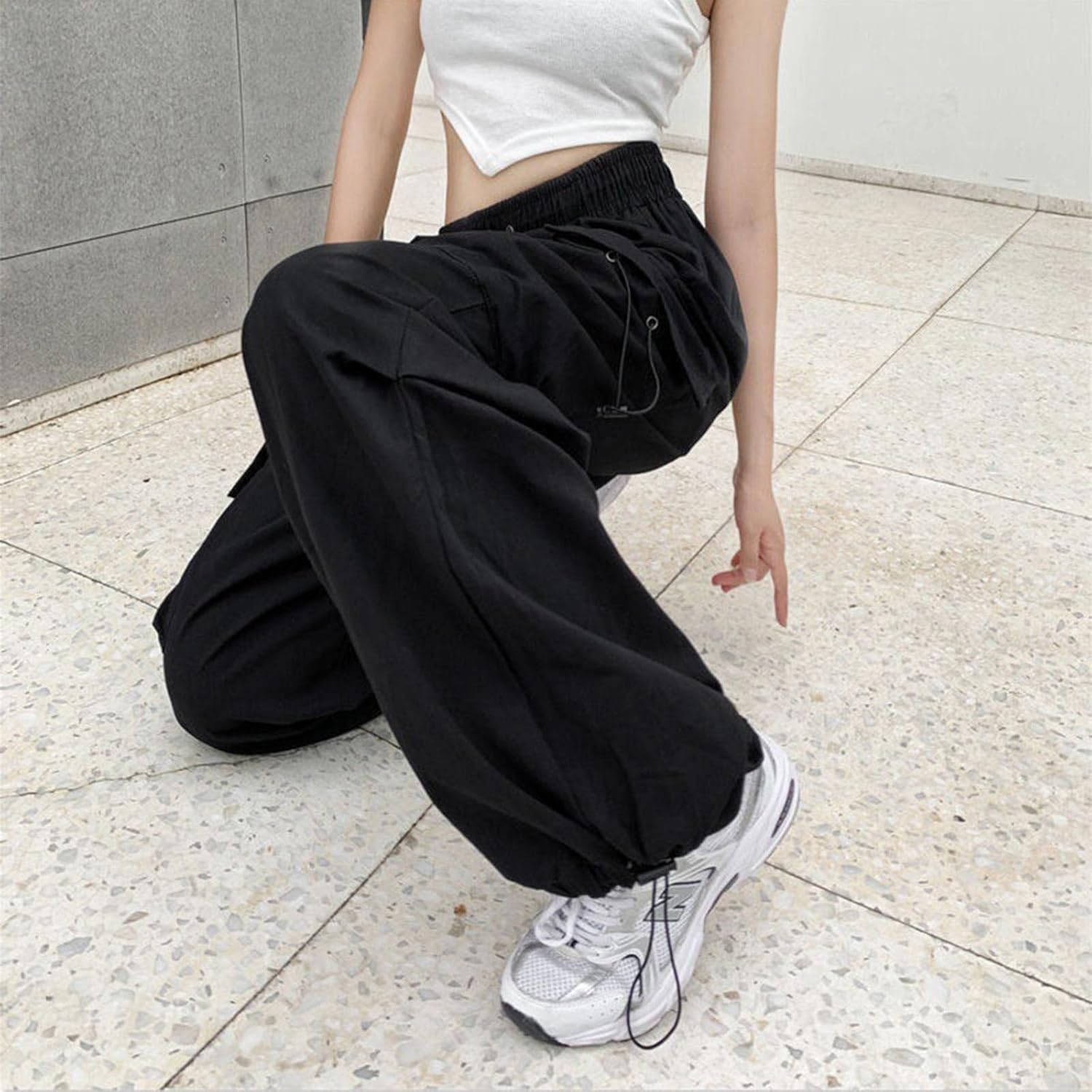 Adjustable High-Waisted Cargo Pants Women