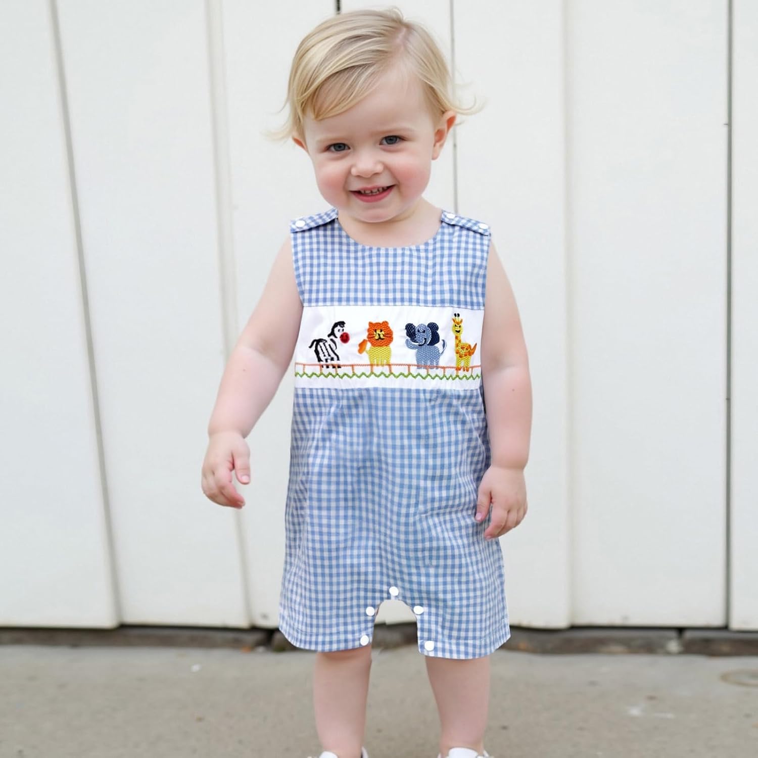 Karuedoo Newborn Baby Boy Summer Plaid Romper Jumpsuit