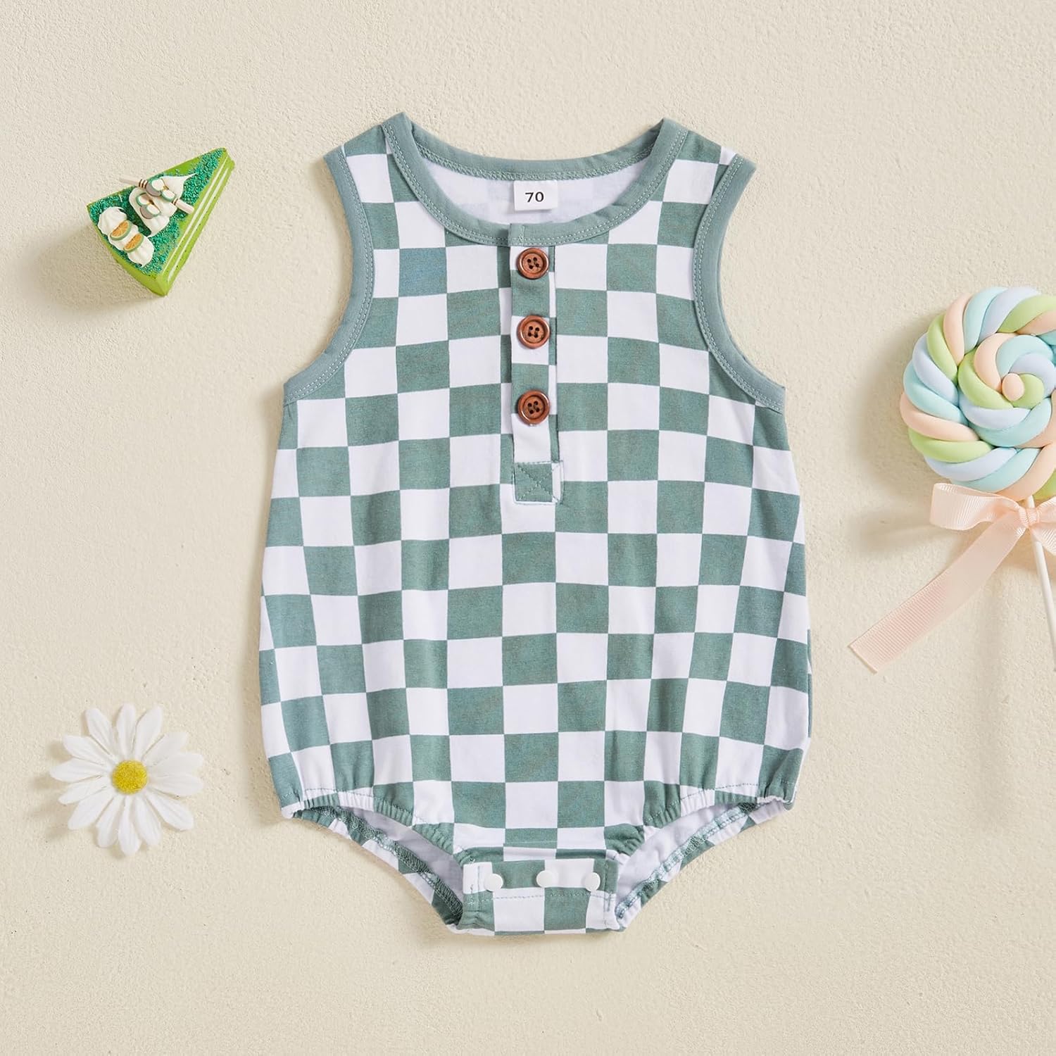 Casual Checkered Romper for Baby