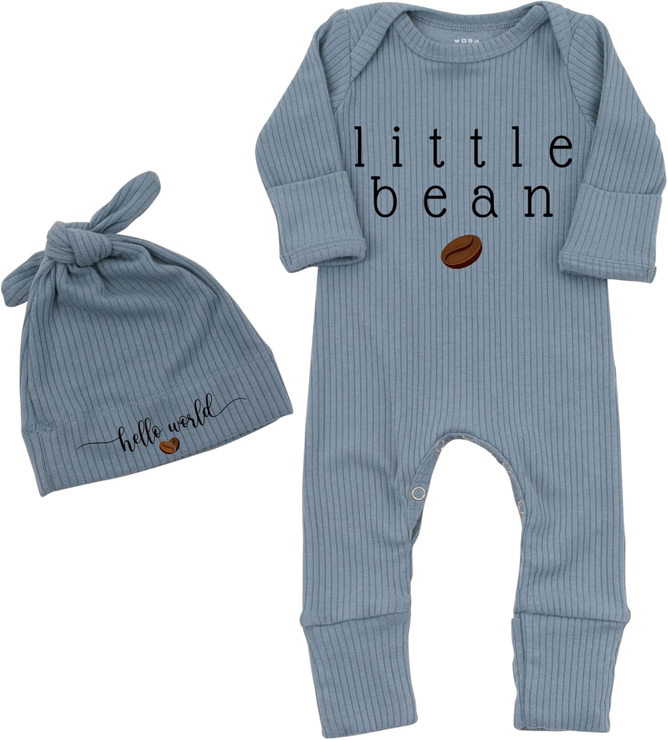 St Duo Baby Romper with Footed Beanie Hat for Newborns