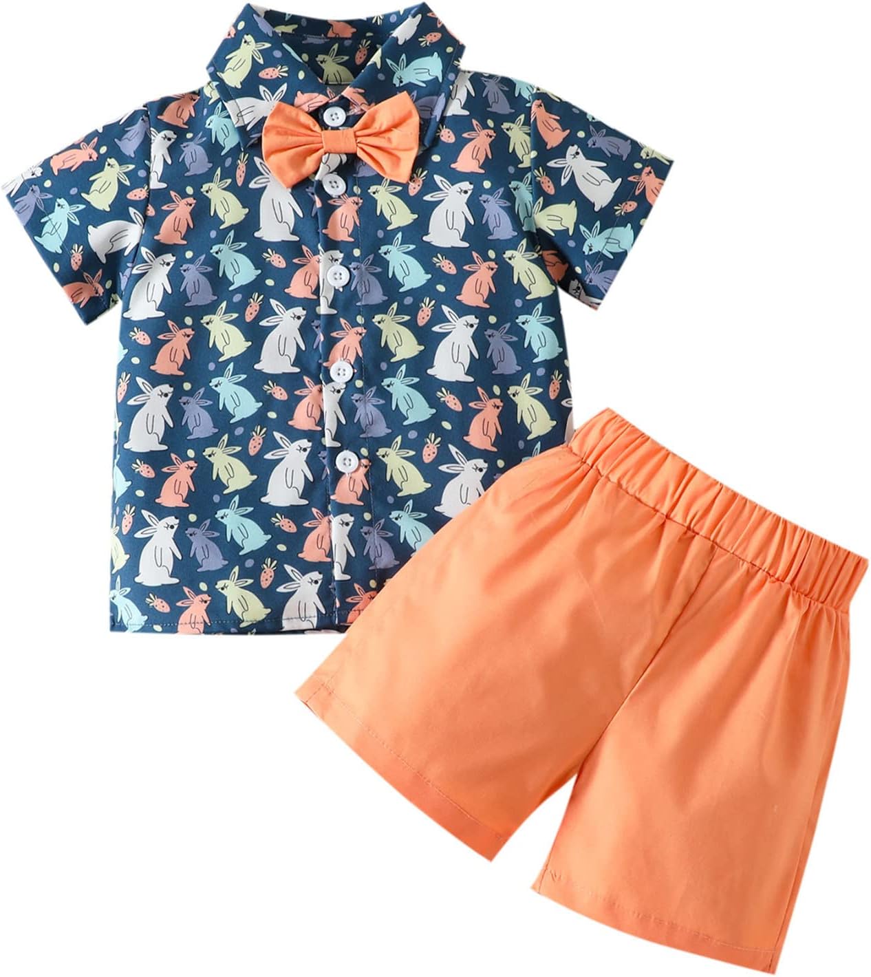 AMIMOJY Easter Rabbit Kids T-Shirt Shorts Set