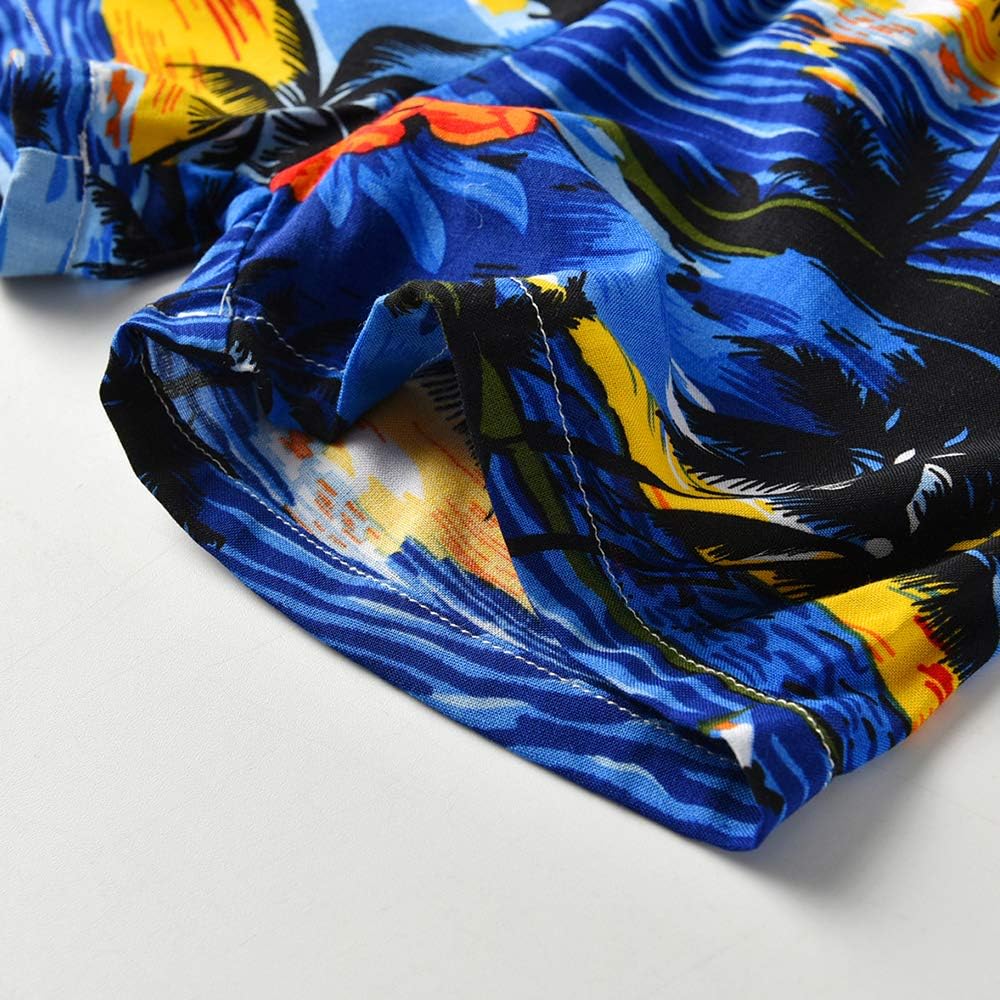 Bright comfy toddler boys short set blue Hawaiian shorts