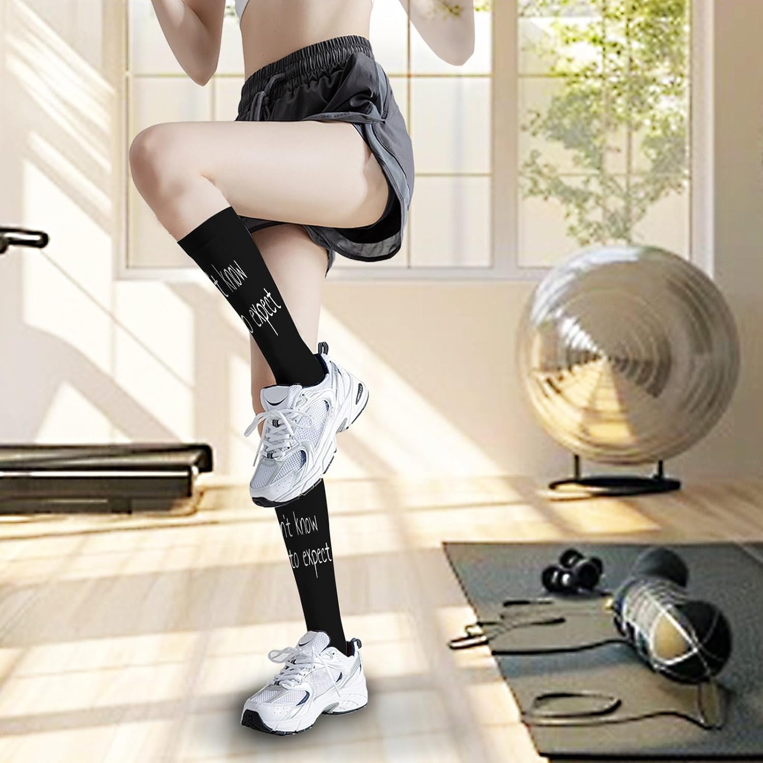 Funny High-Waisted Cotton Socks for Women Machine Washable