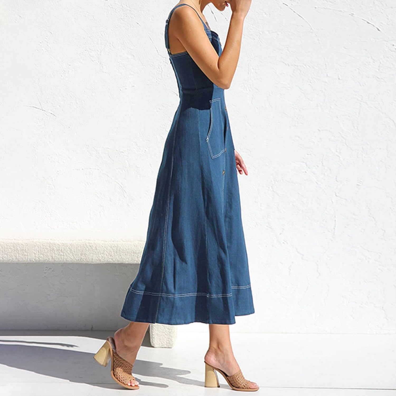 Sexy Bodycon Denim Dress for Women 2025 White