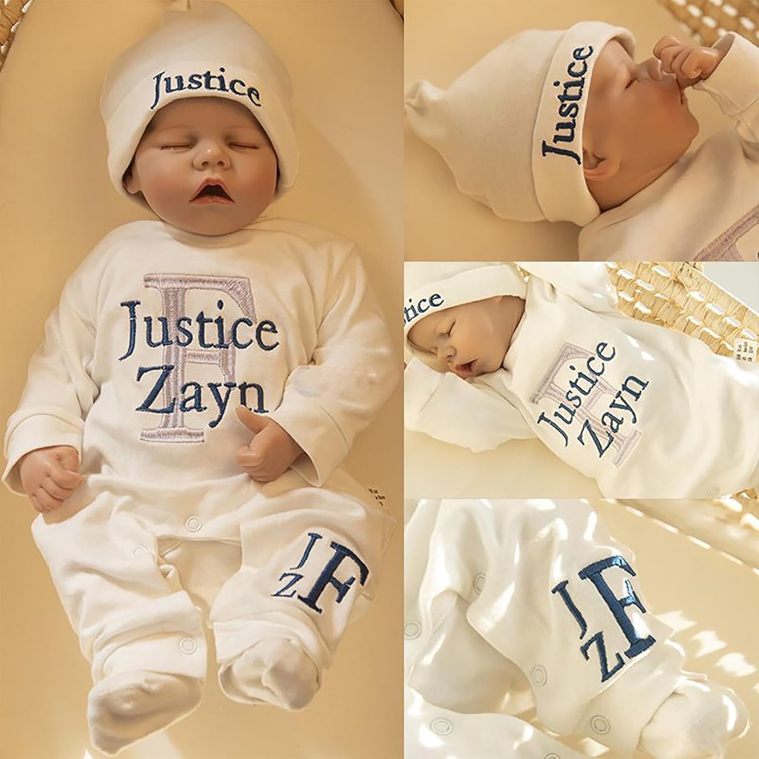Personalized Baby Romper Gown with Embroidery for Newborns