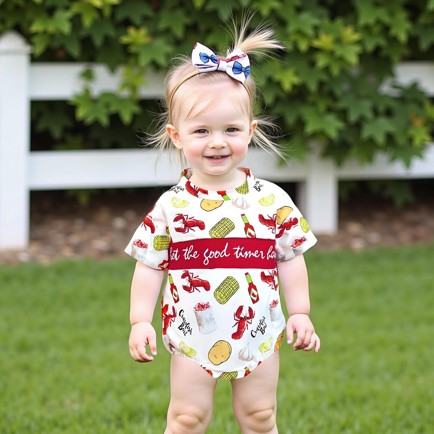 KMBANGI Crawfish Fiesta Romper Set for Babies 0-18months