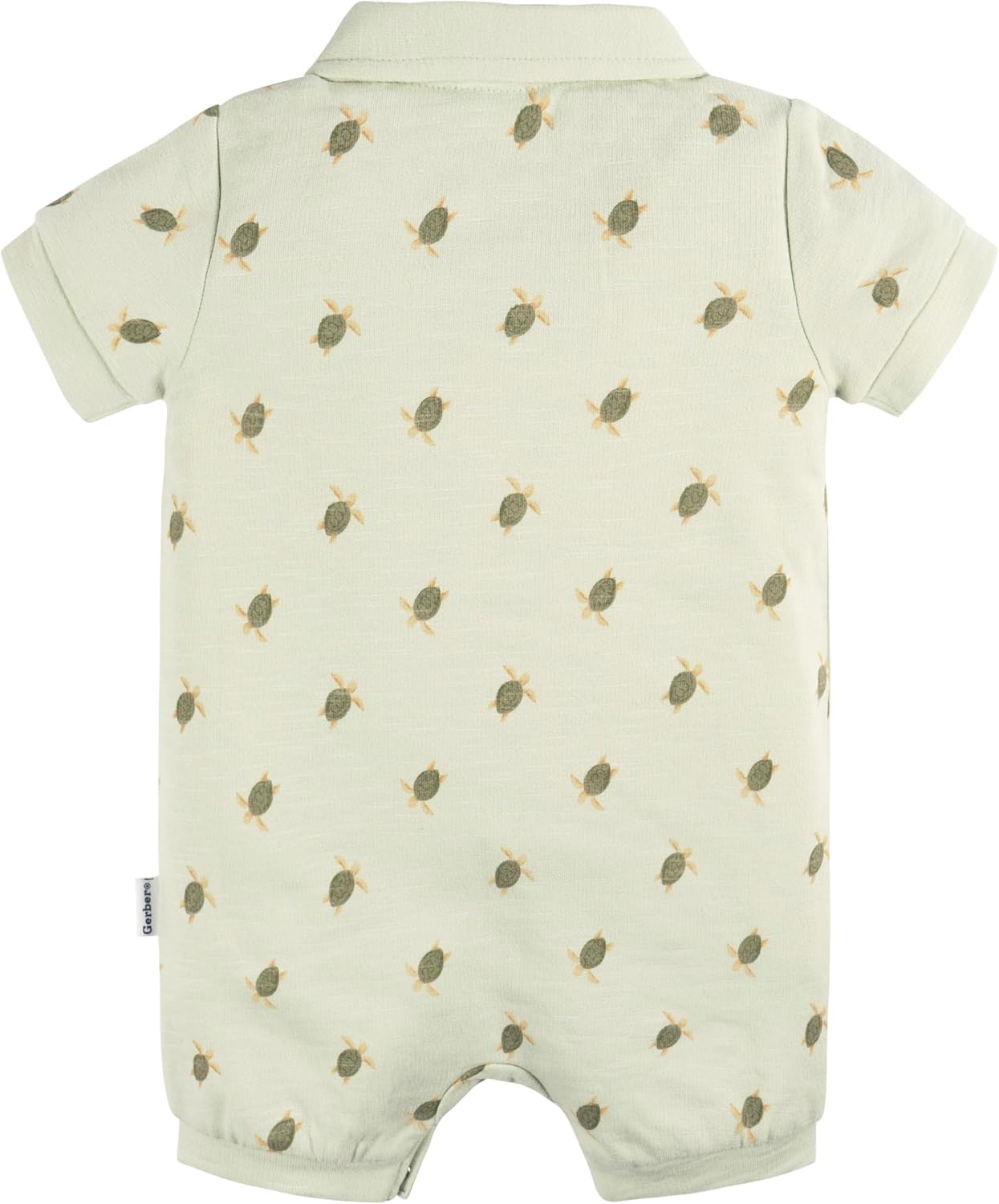 Gerber Baby Boys Cotton Polo Romper with Turtle Print