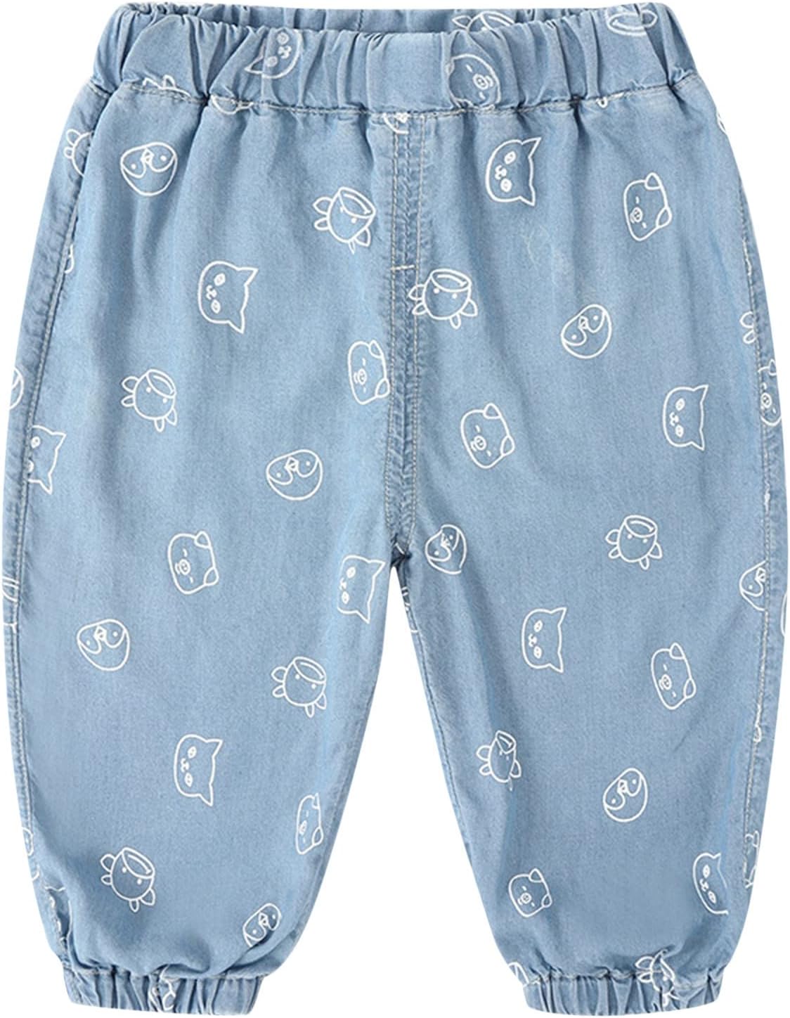 FallSpring 2024 Toddler Boy Jeans Cute Cartoon Animal Print Denim Sweatpants toddlers boys