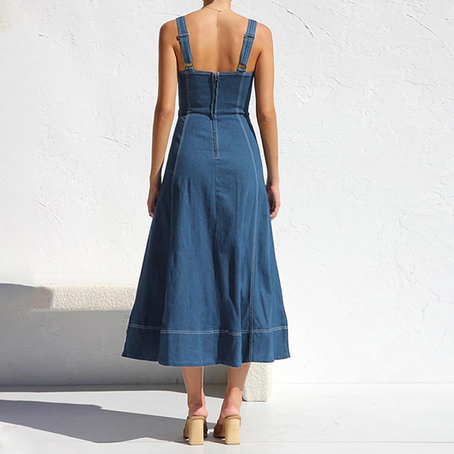 Sexy Bodycon Denim Dress for Women 2025 White