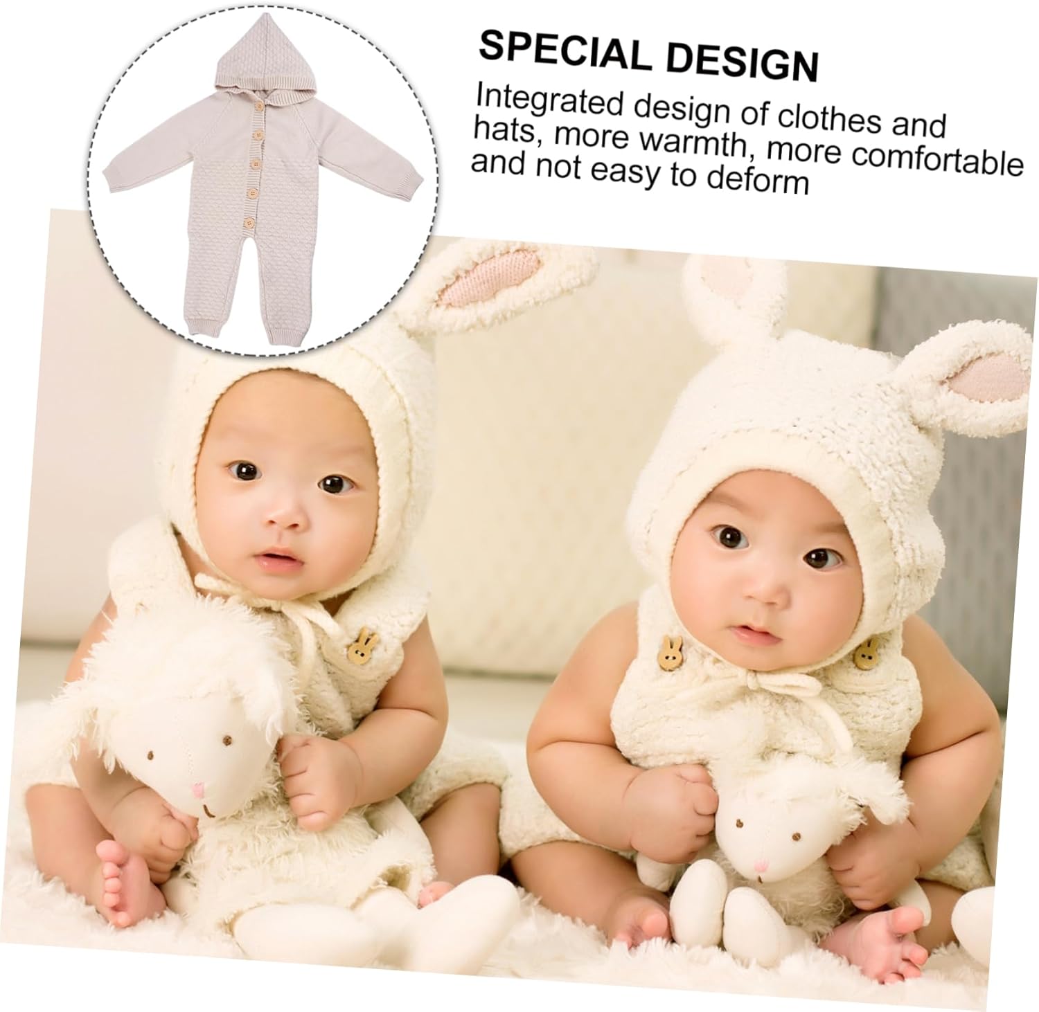 Stylish Rabbit Cashmere Romper for Newborns