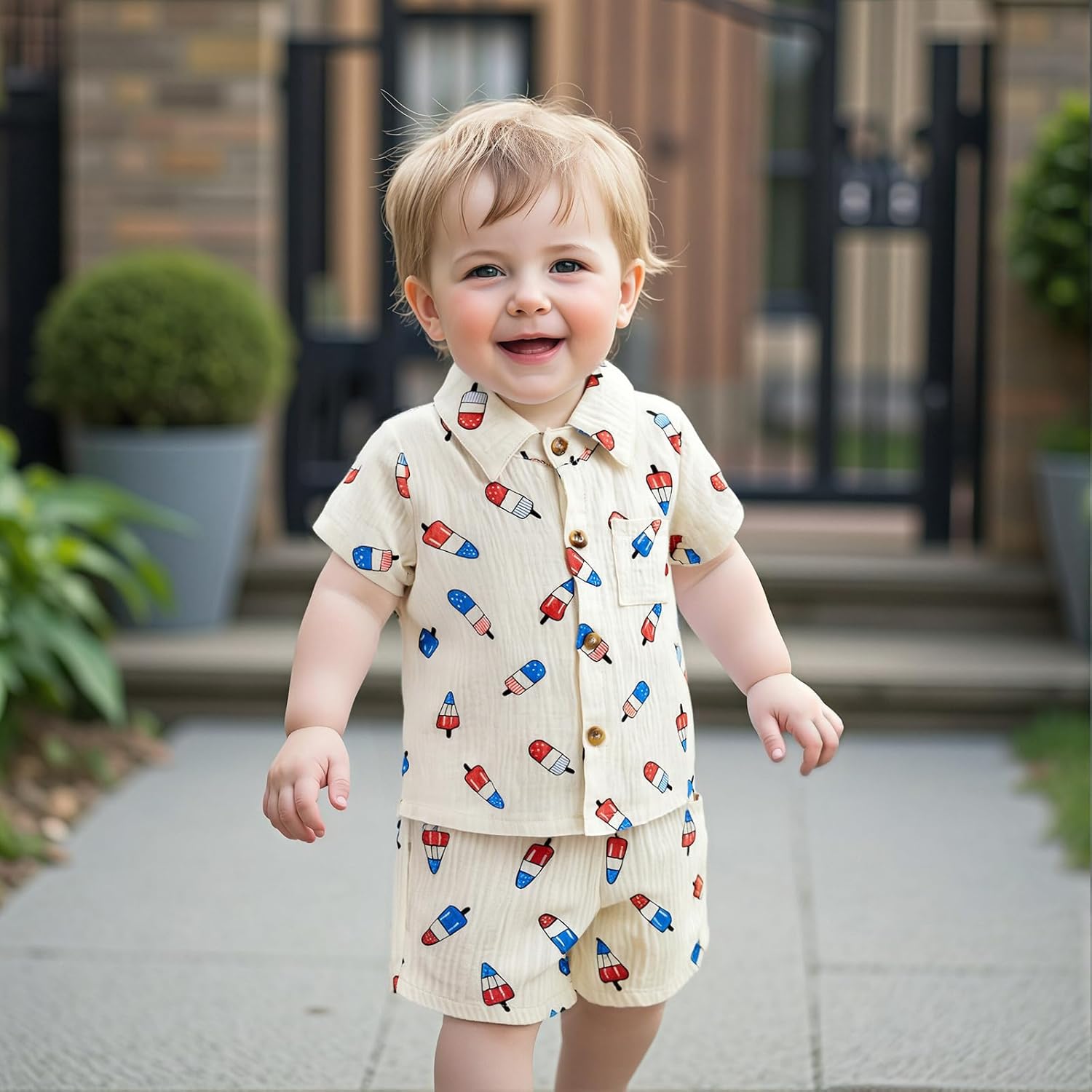 4th of July Baby Boy Popsicle Print Outfit