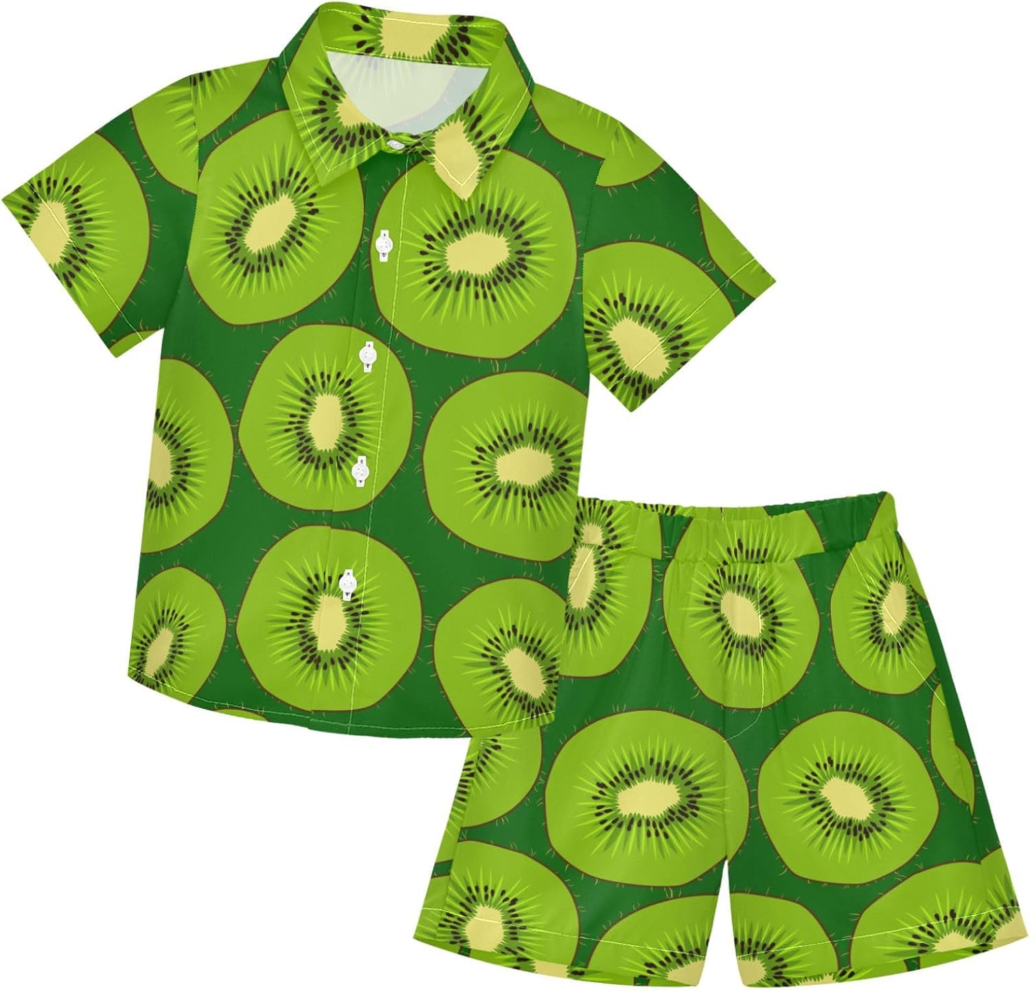 Visesunny Toddler Boys Short Sleeve Button Down Beach T-Shirt Set