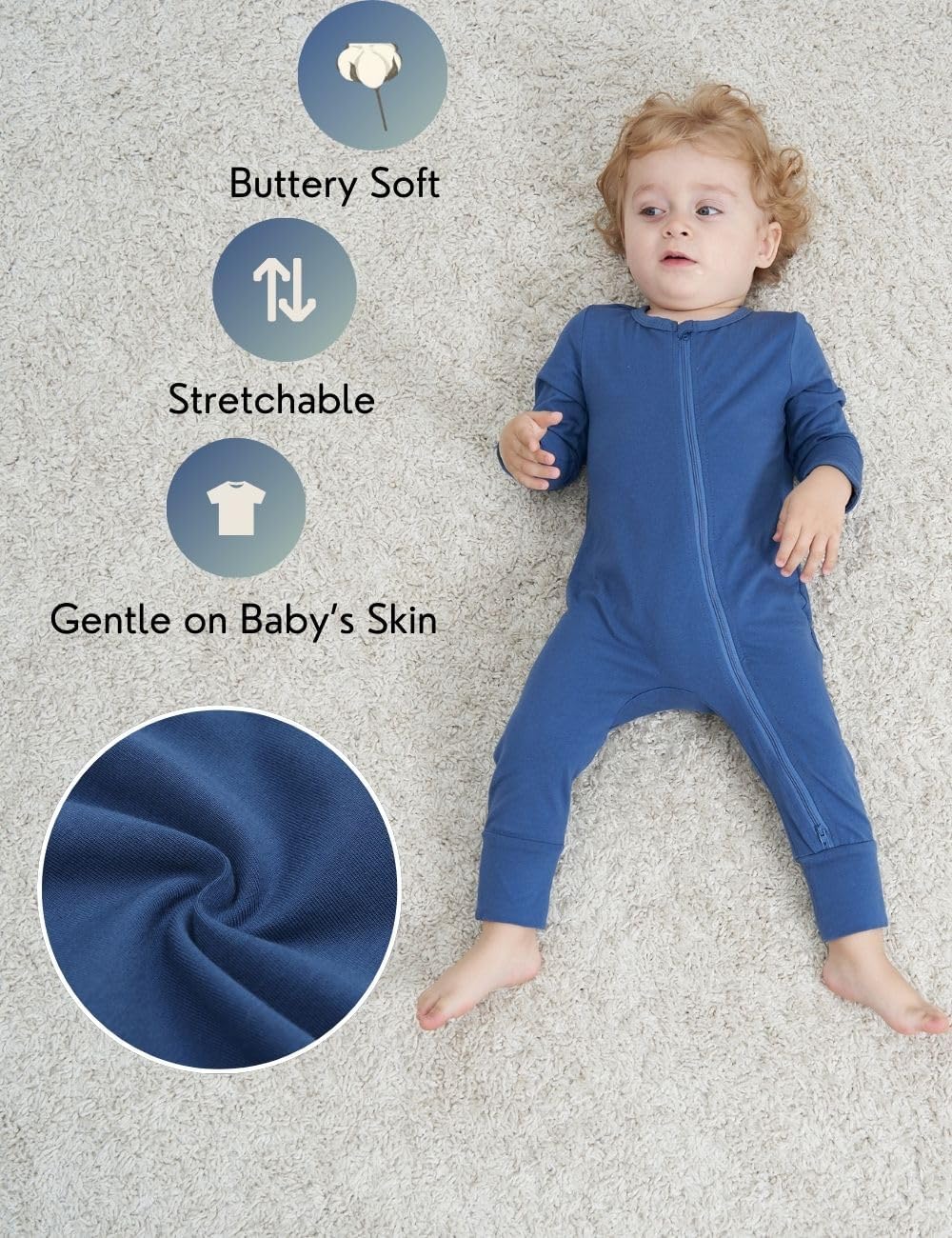 2-Pack Footless LongShort Sleeve Baby Romper with Zipper