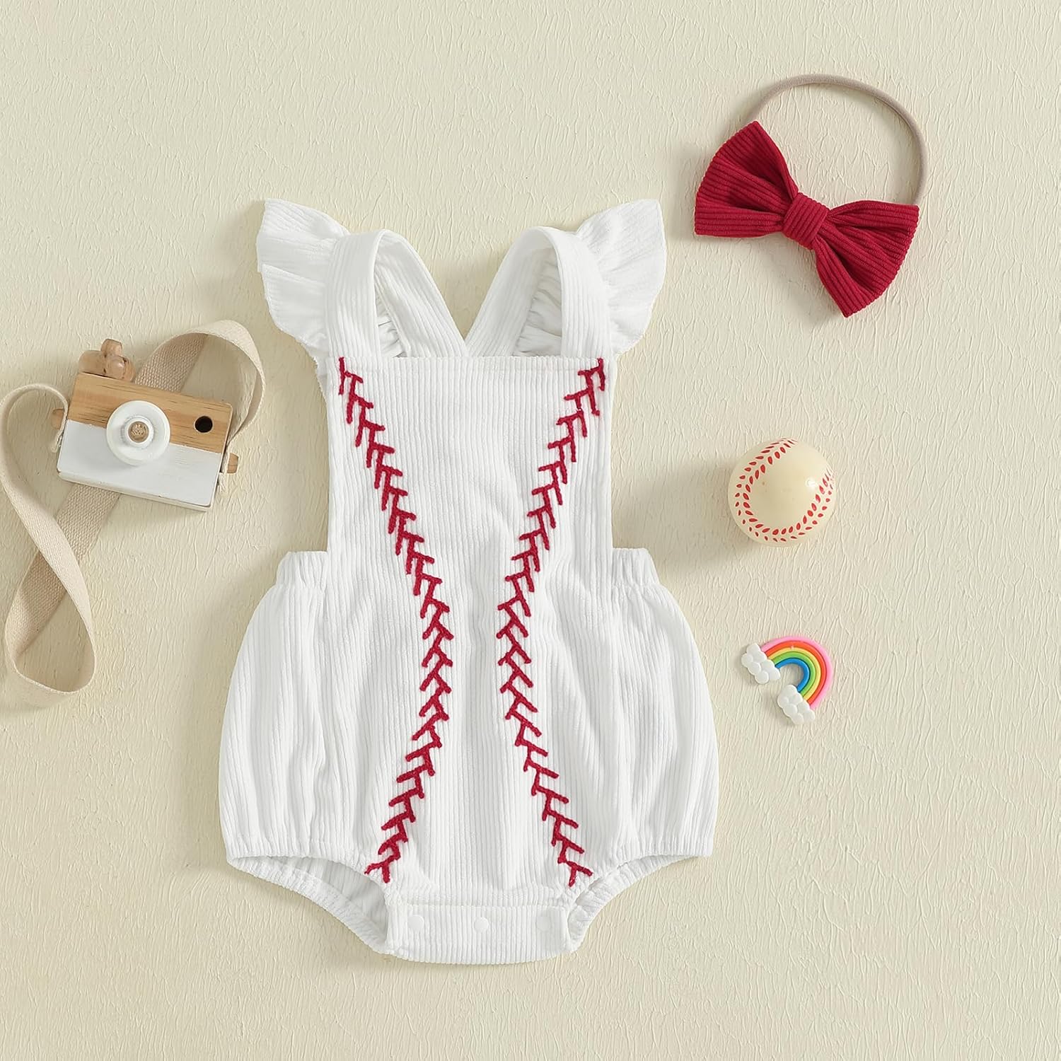 Dewadbow Corduroy BaseballRomperInfant