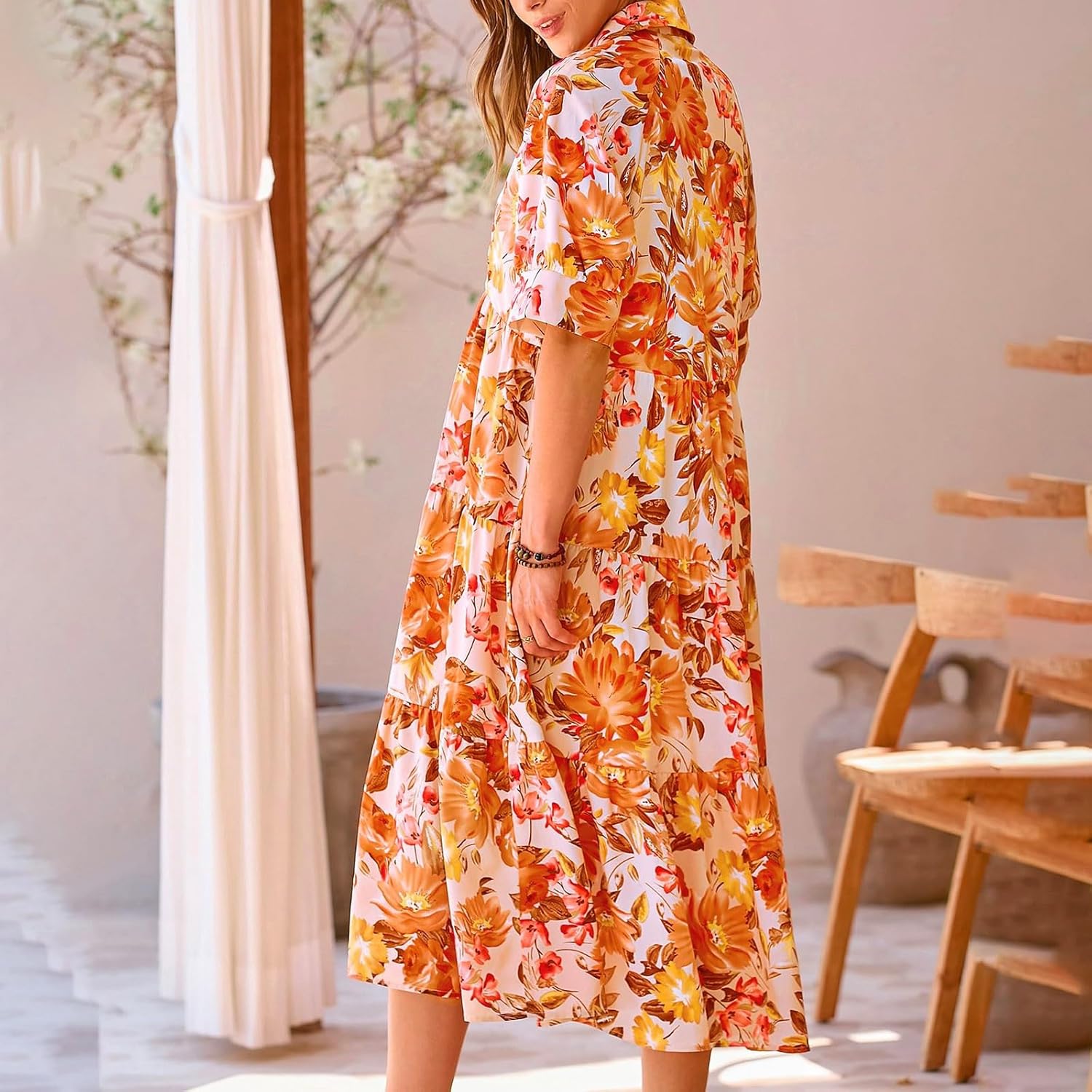 Ruffle Long Floral Dresses for Women 2025 Spring Summer Wedding Dress