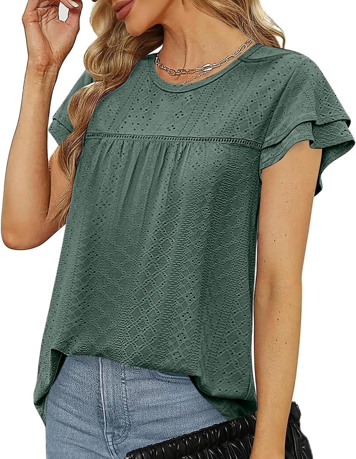 Womens Summer Lace-Short Sleeve Shirts for 2025