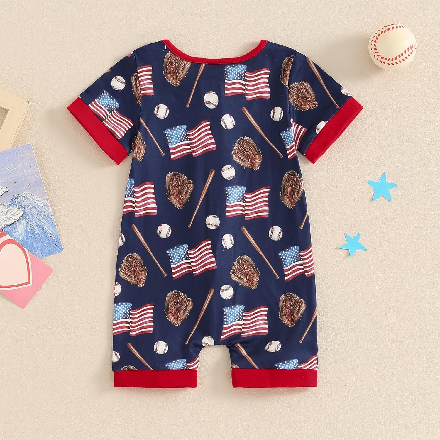 American Flag Newborn Romper for Boys and Girls
