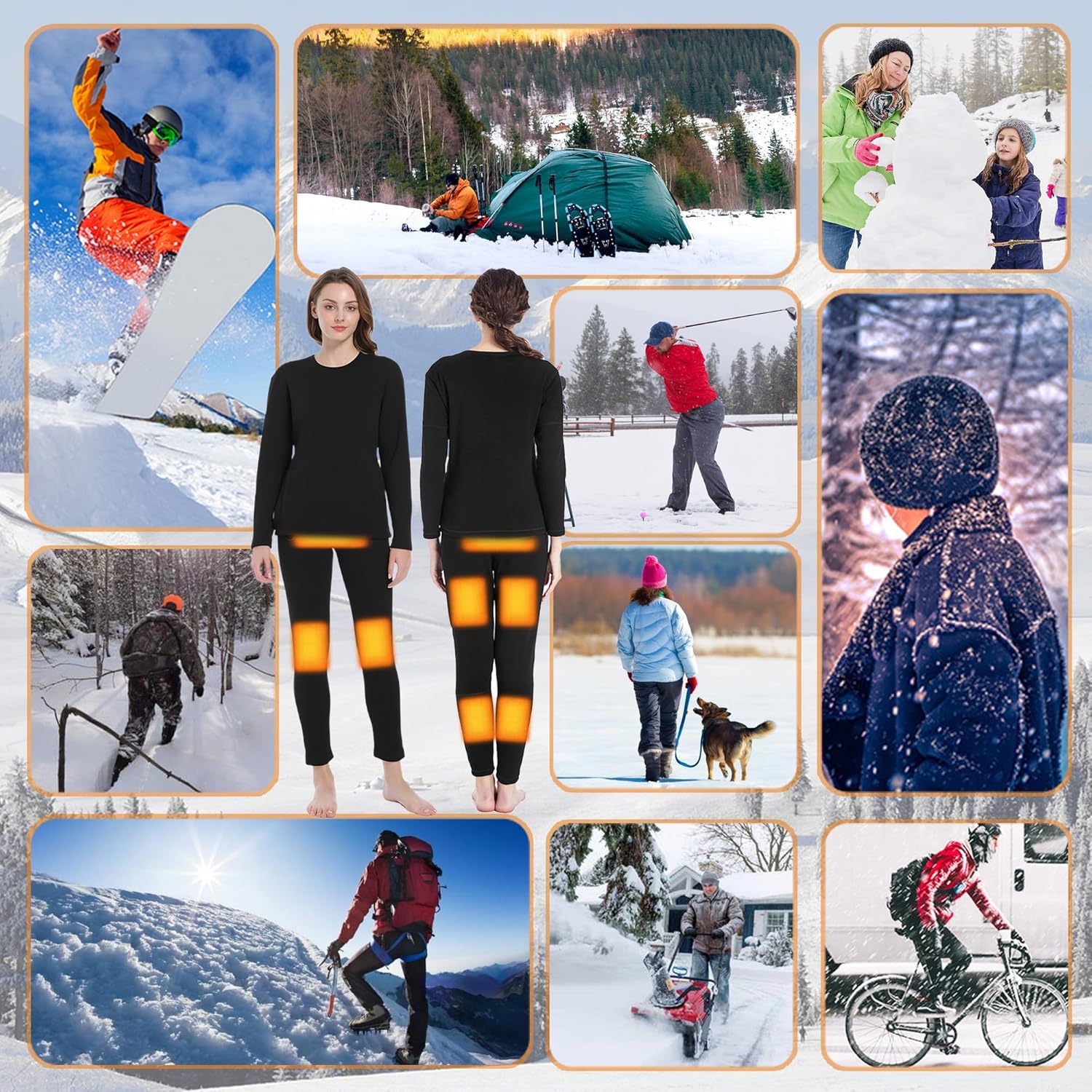 Womens Heat-Generating Thermal Pants with 8 Zones Feedback