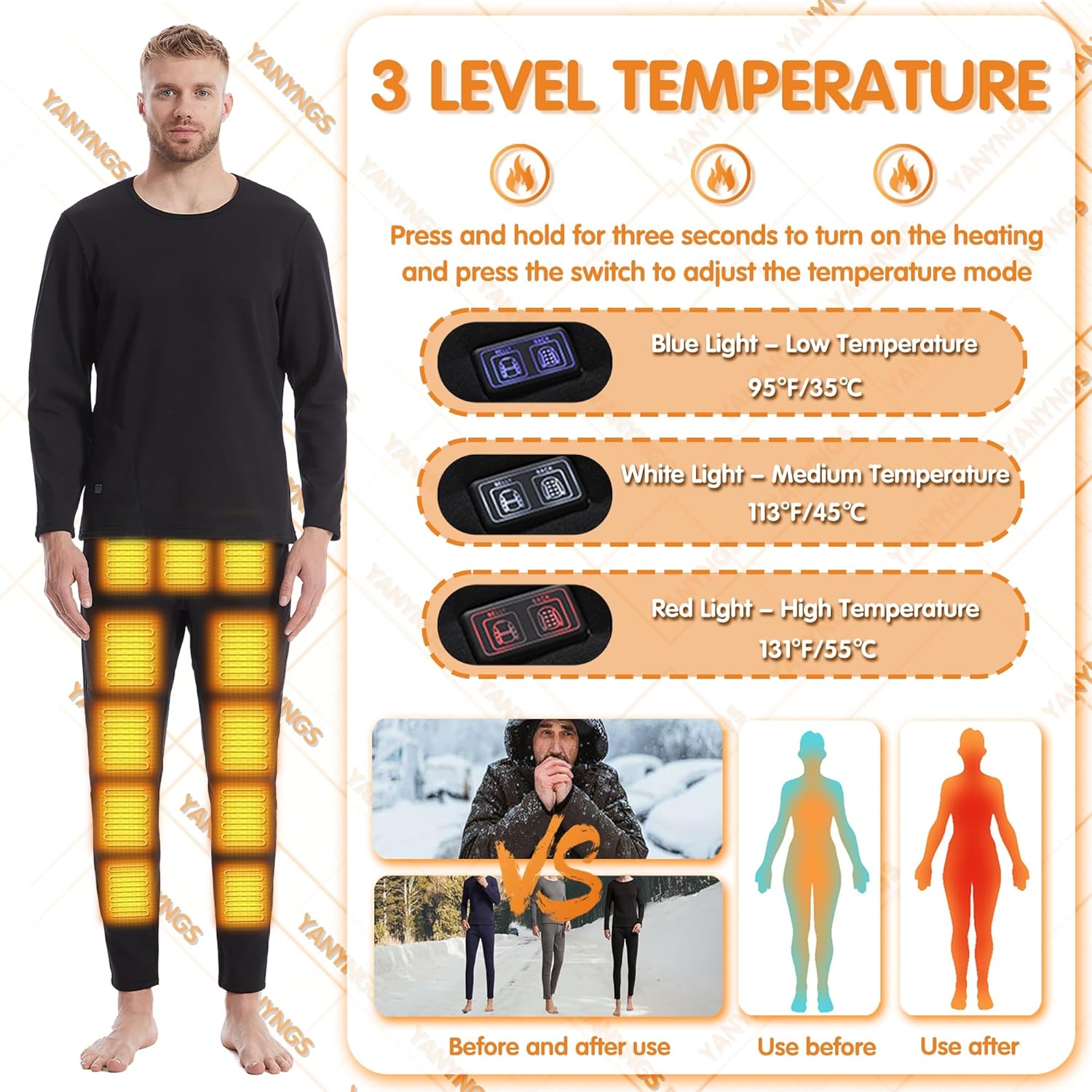 Smart Thermal Heating Underwear Pants for Men Women