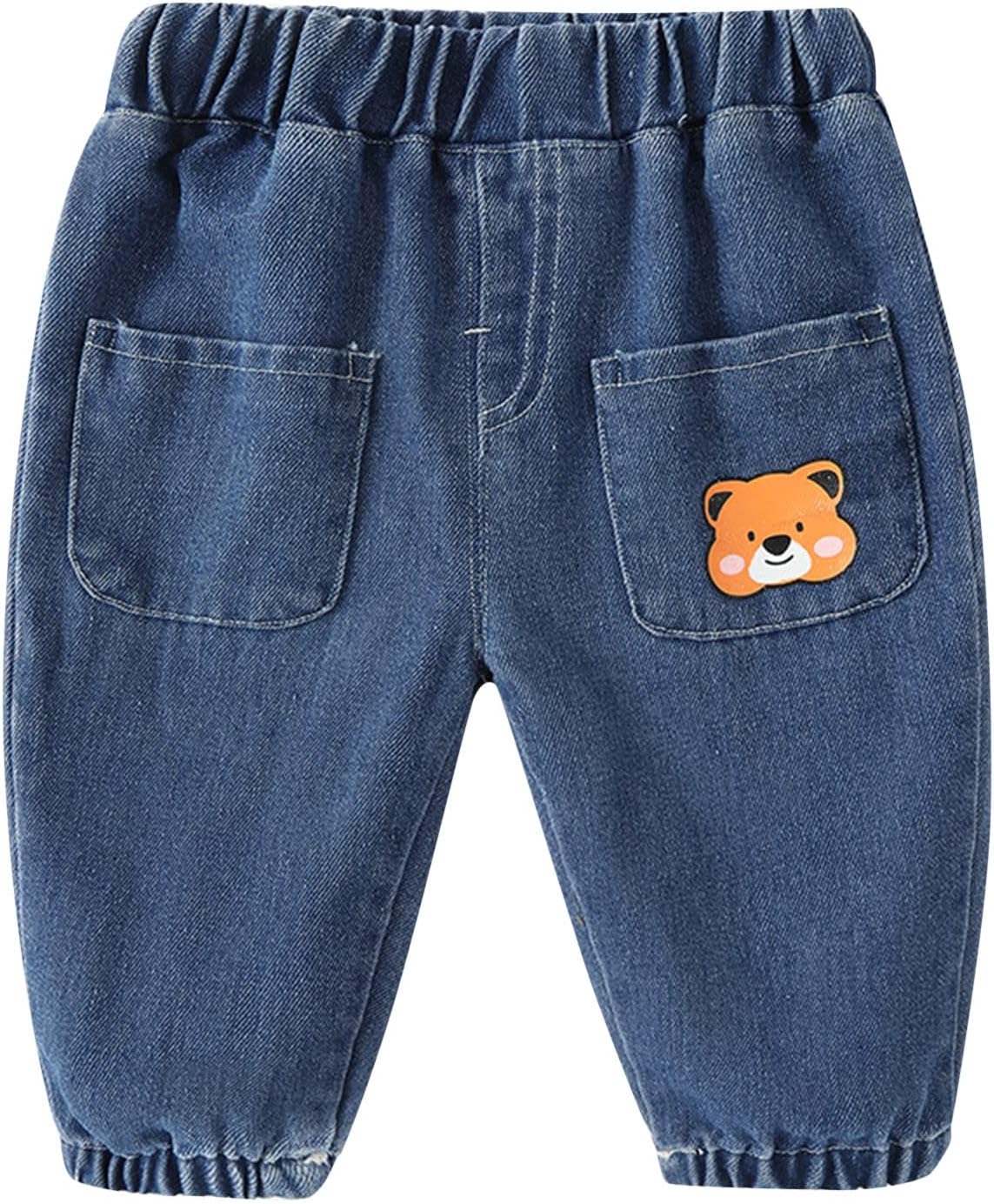 Jazzy KidsTM Toddler Ripped Denim Pants with Cartoon Animal Print