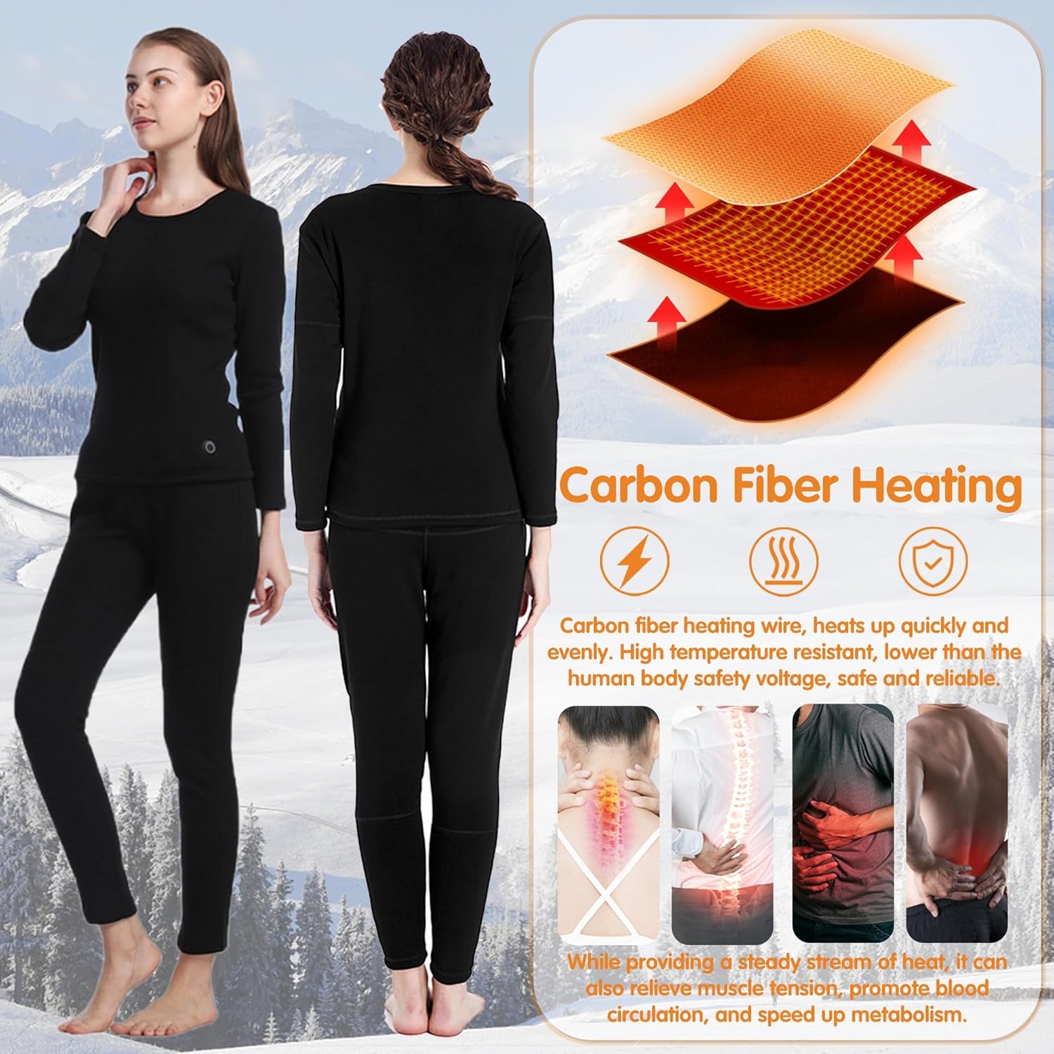 Womens Heat-Generating Thermal Pants with 8 Zones Feedback