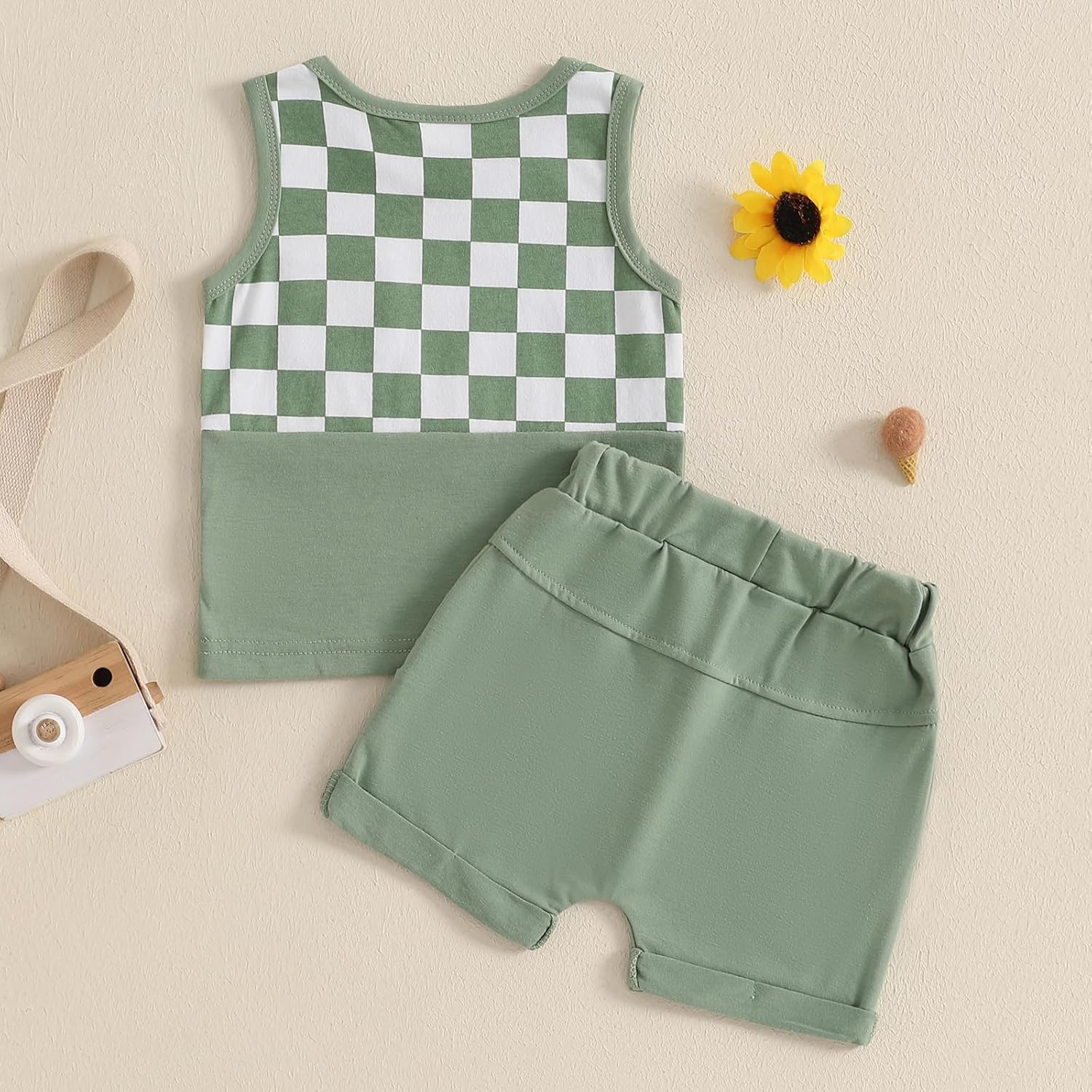 Canis Summer Comfort Set for Toddlers Trendy Checkerboard Tank Shorts