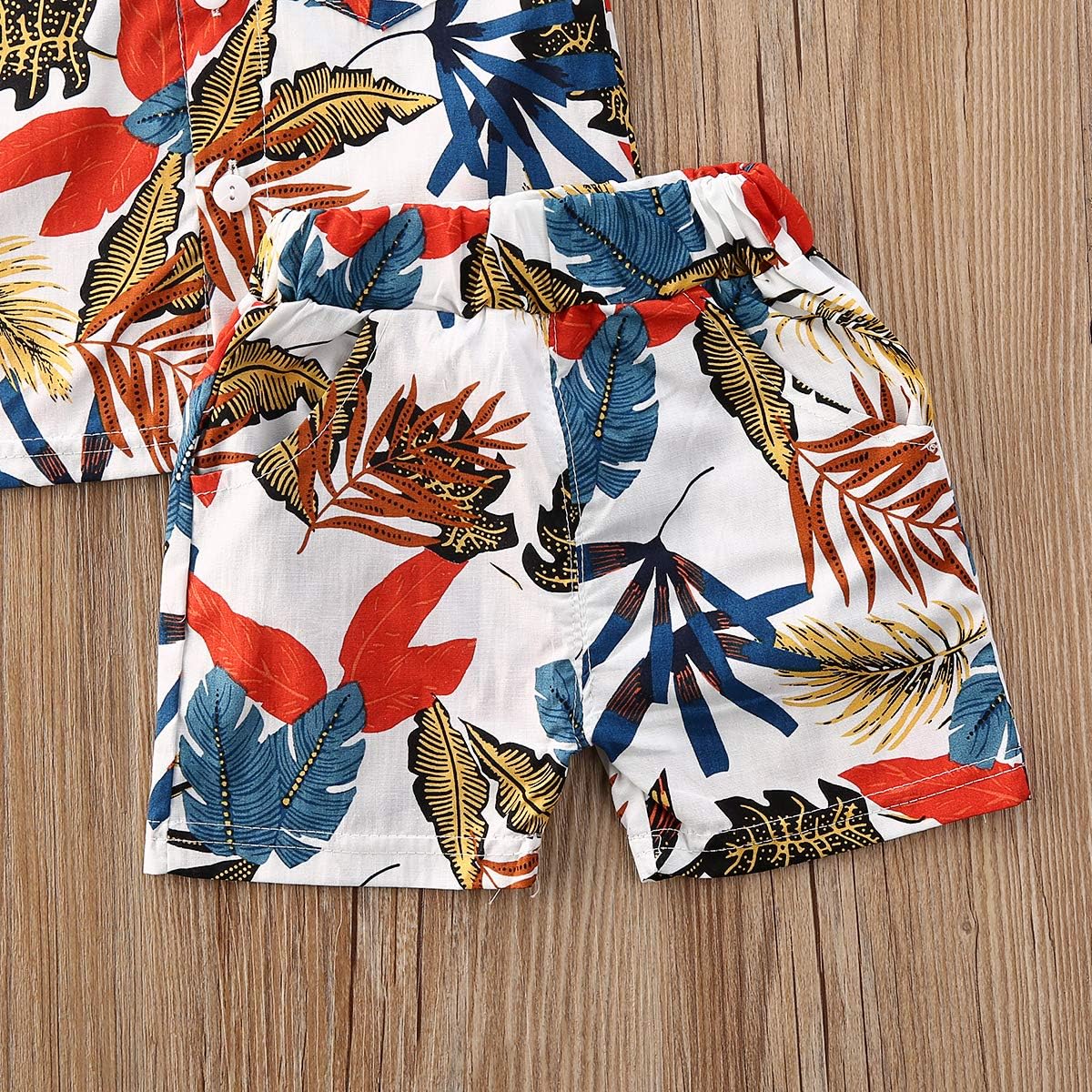 Qiylii Toddler Boys Floral Hawaiian Outfit Set